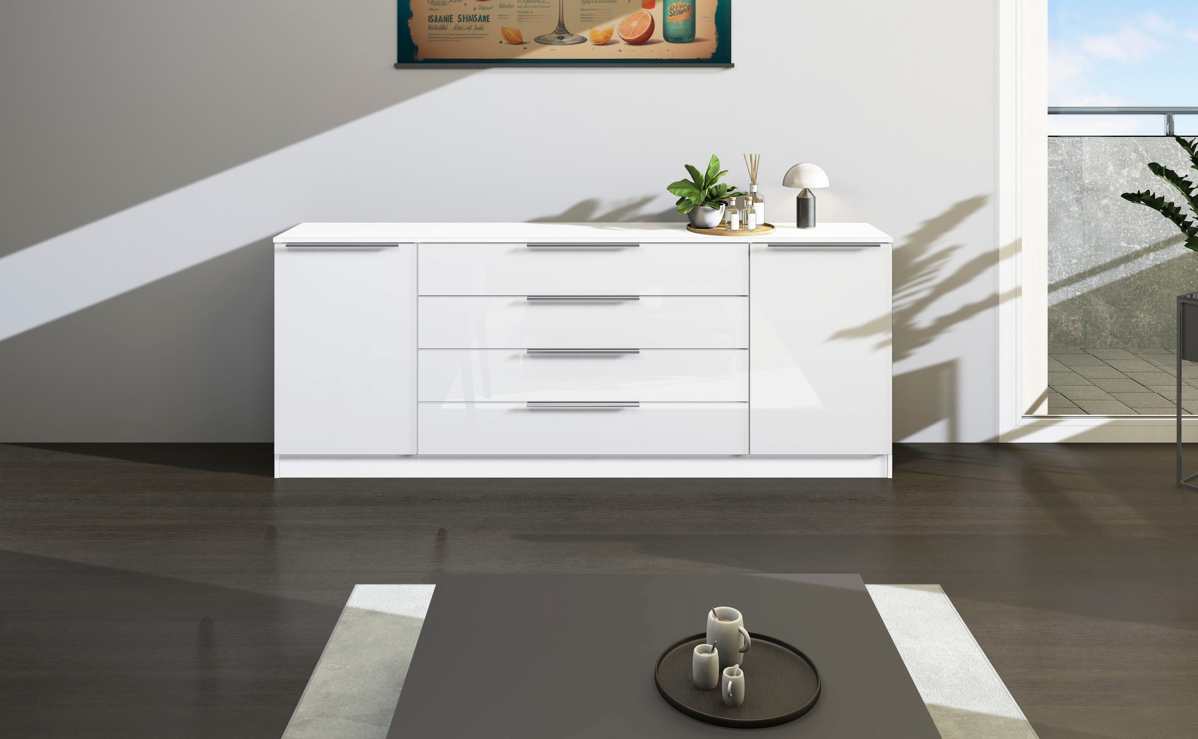 borchardt Möbel Kommode »Oliva«, Breite 200 cm, mit 4 Schubkästen