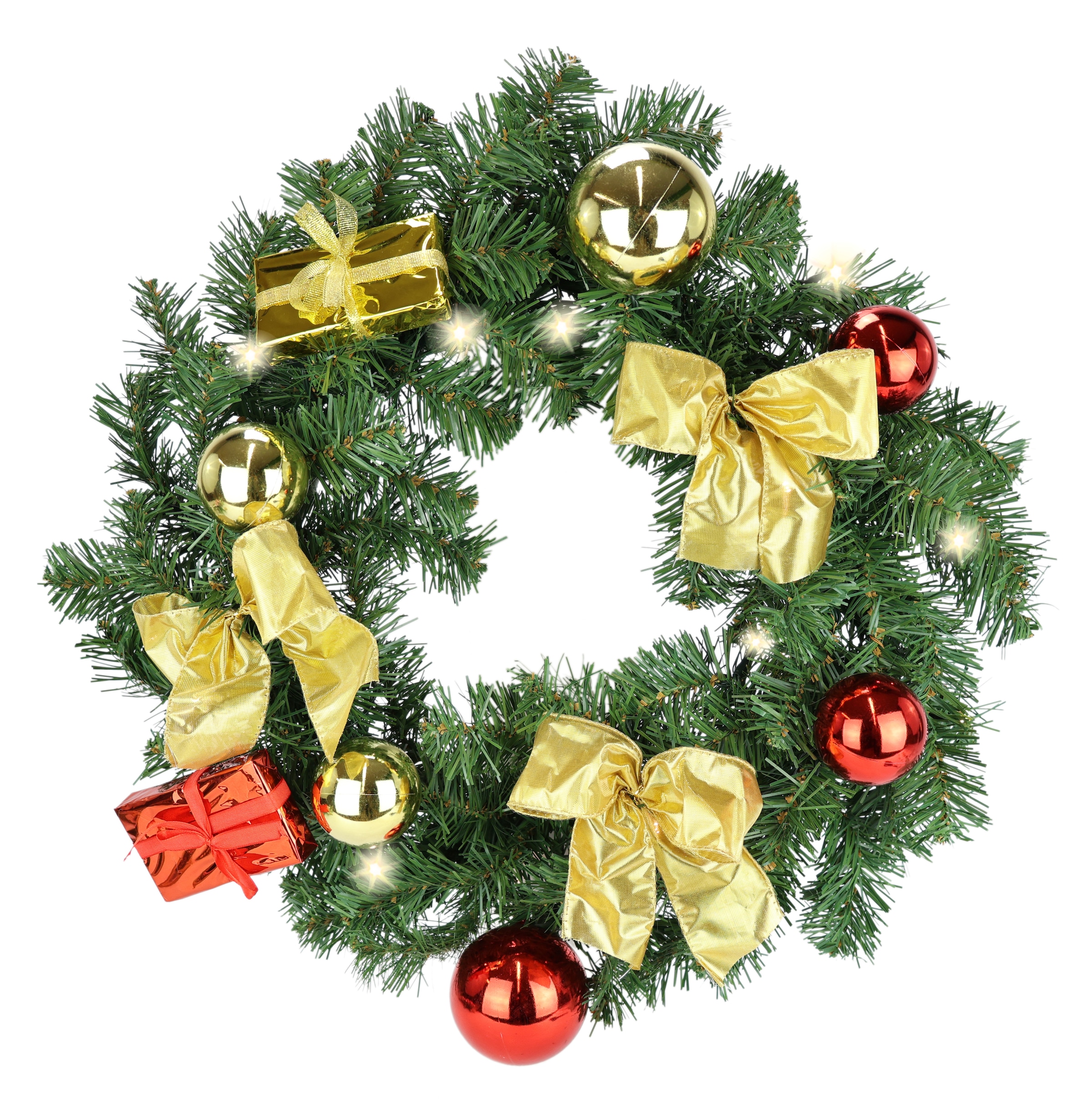 I.GE.A. Kunstkranz »LED-Weihnachtskranz dekoriert« Kranz mit Kugeln Schleif günstig online kaufen