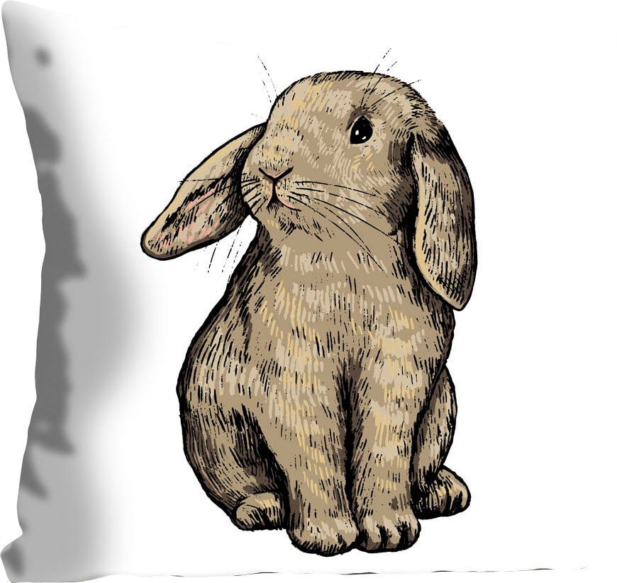queence Dekokissen »Eilert«, Kissenhülle,Hase,Sitzend,Süß,Natur,Tiermotiv,E günstig online kaufen