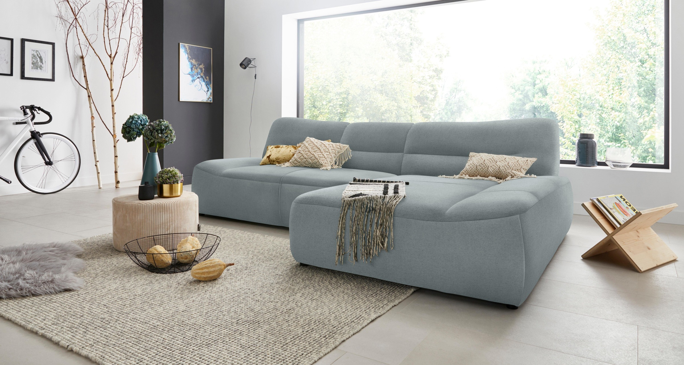 DOMO collection Ecksofa »Cesena moderne Polsterecke mit flachen Armlehnen, günstig online kaufen