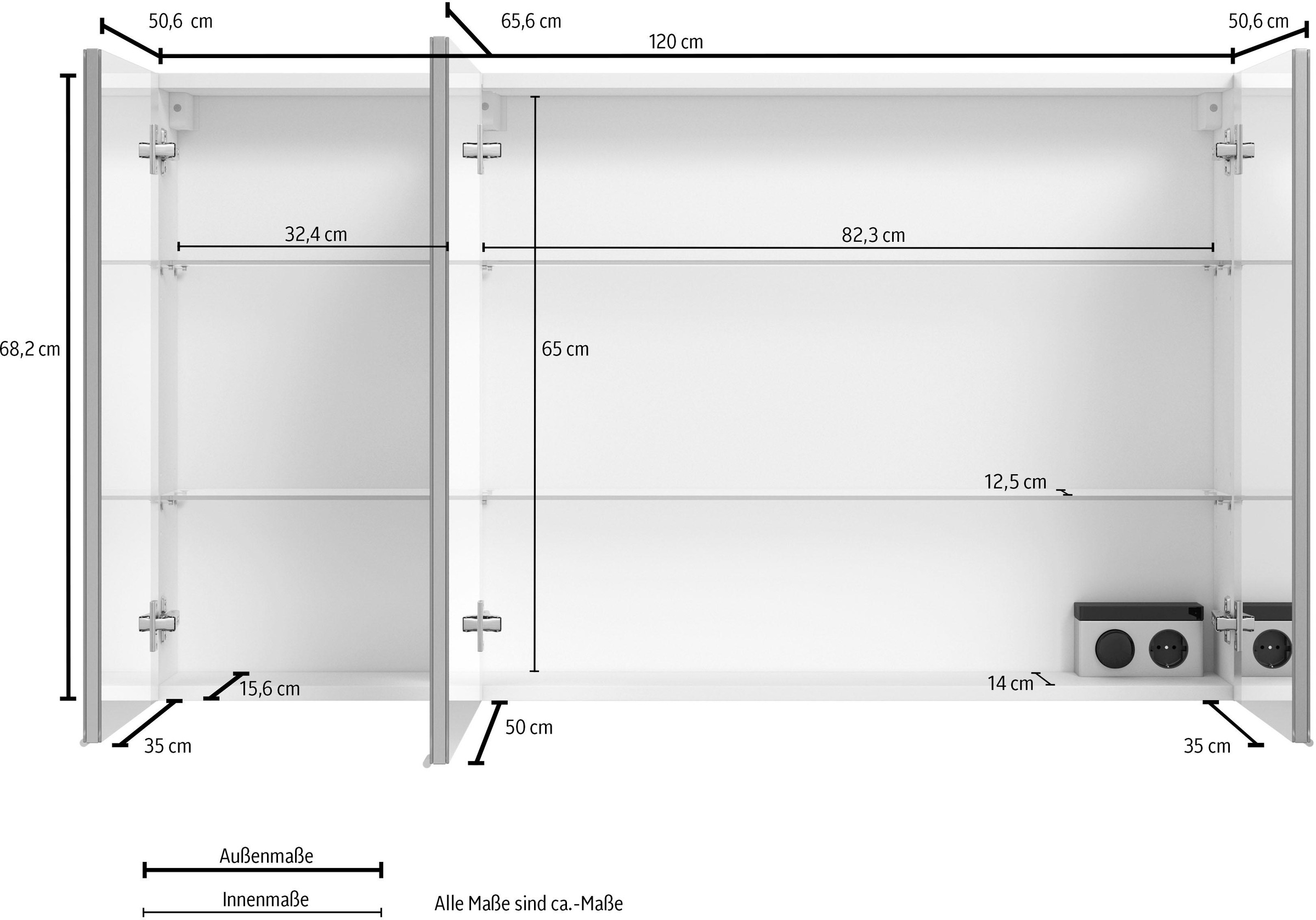 Saphir Spiegelschrank »3980« vormontiert