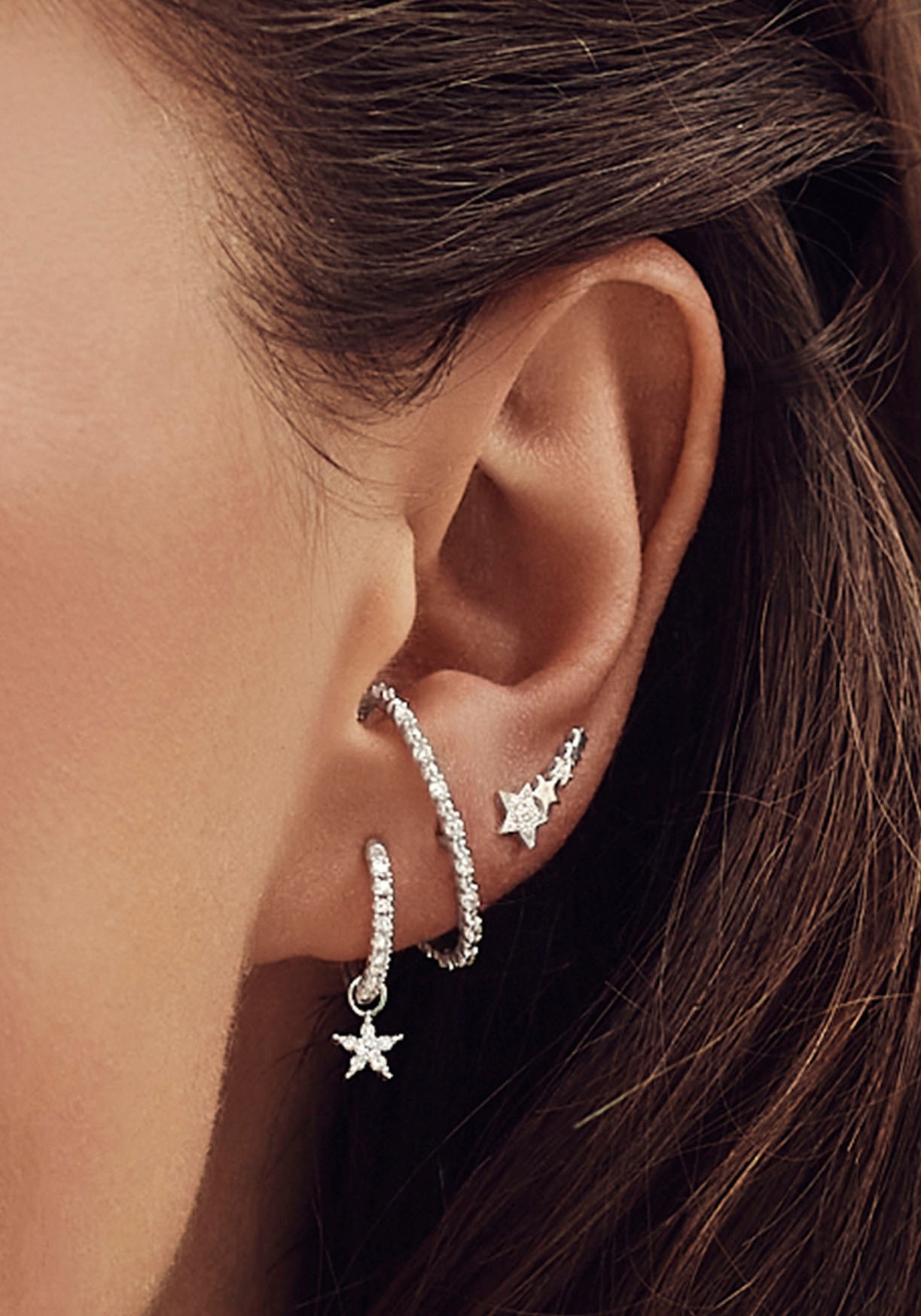 THOMAS SABO Single-Creole »mit Stern Anhänger, CR707-051-14, CR707-414-14«, mit Zirkonia (synth.)