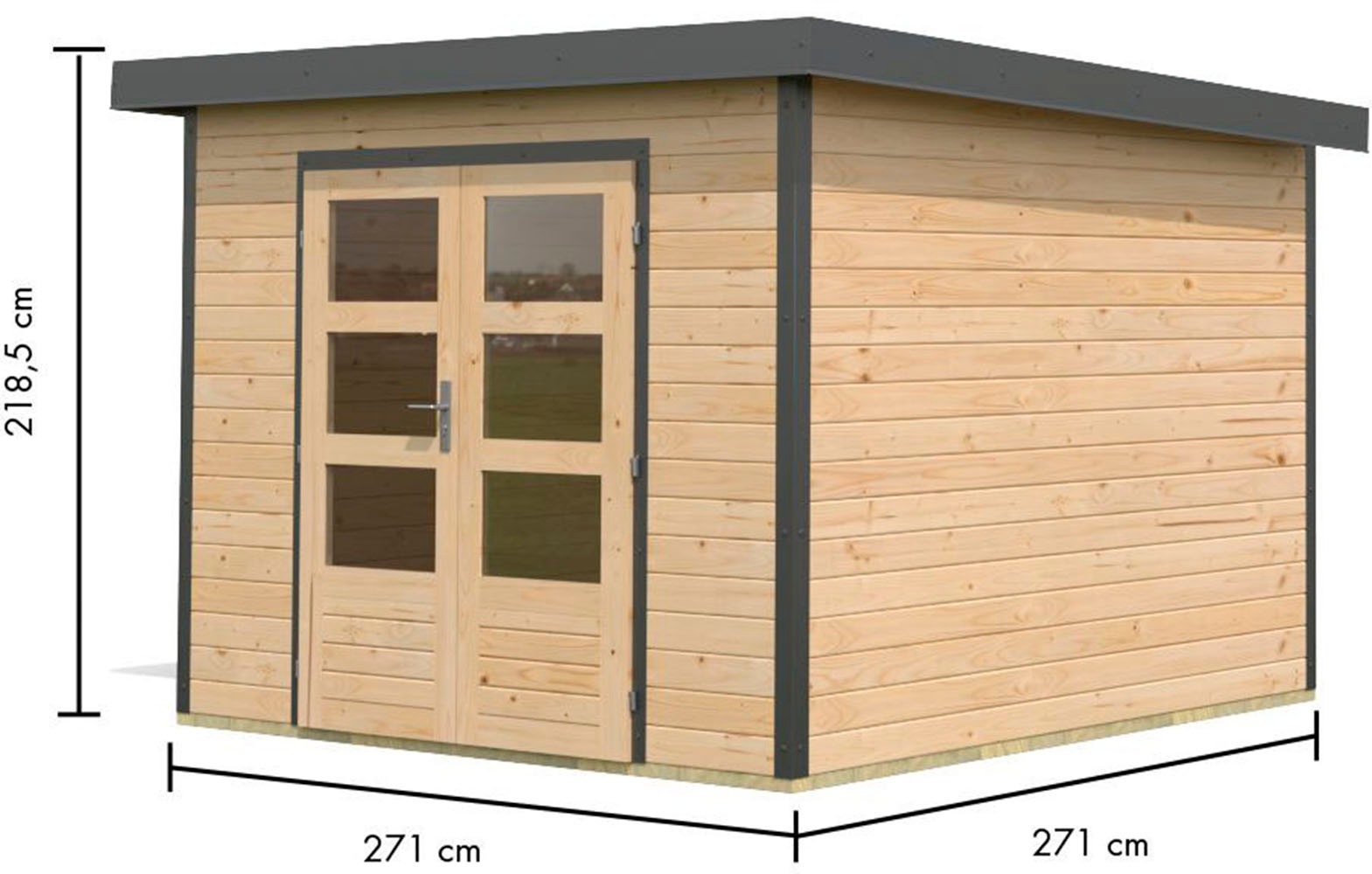 Karibu Gartenhaus »"Plutino A"«, naturbelassen-weiß, -staubgrau oder -anthrazit