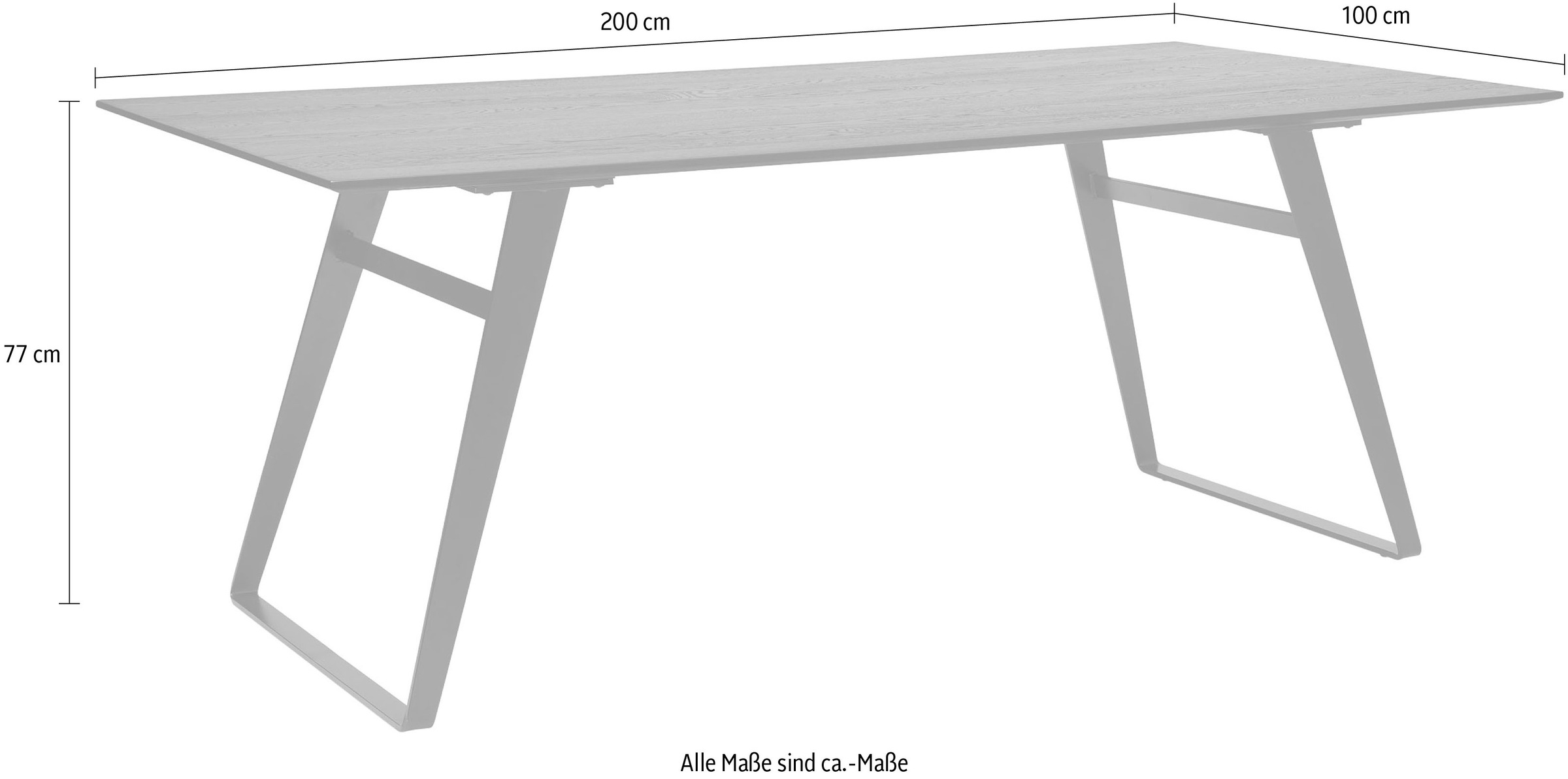 Musterring Esstisch, HPL-Platte in Zement-Design, Bügelgestell schwarz, drei Größen