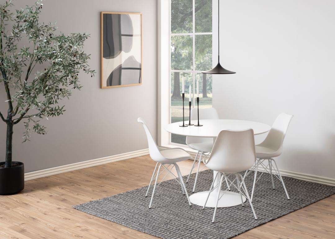 ACTONA GROUP Esszimmerstuhl »Esstischstuhl Eris - modern und stilvoll in verschiedenen Farben« (Set) 2 Stk.Weißer Kunststoffbezug in Lederoptik, Stahlgestell. 48,5x54x85,5 cm