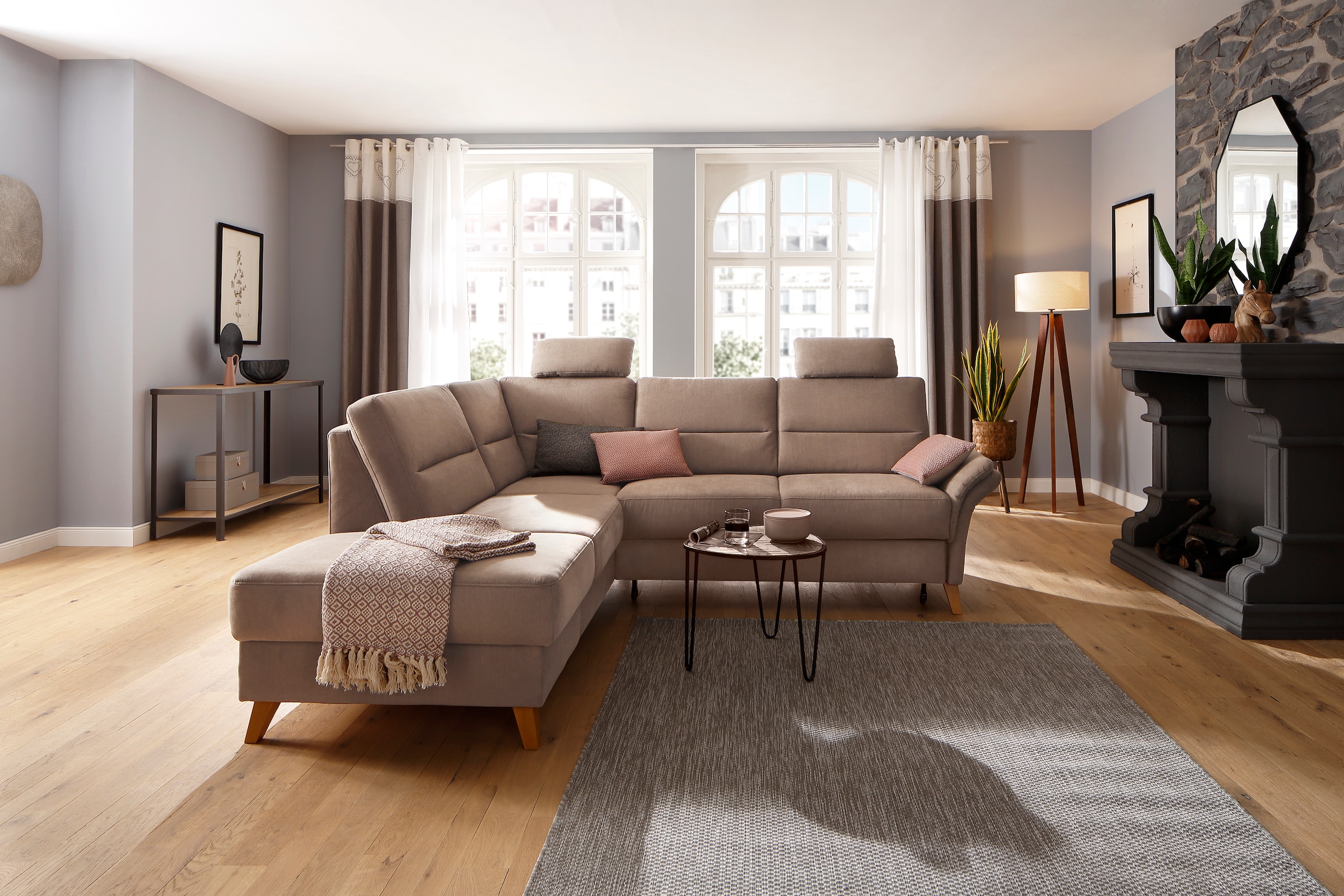 Home affaire Ecksofa »Westerland L-Form«, Federkern-Polsterung, wahlweise mit Bettfunktion, Bettkasten