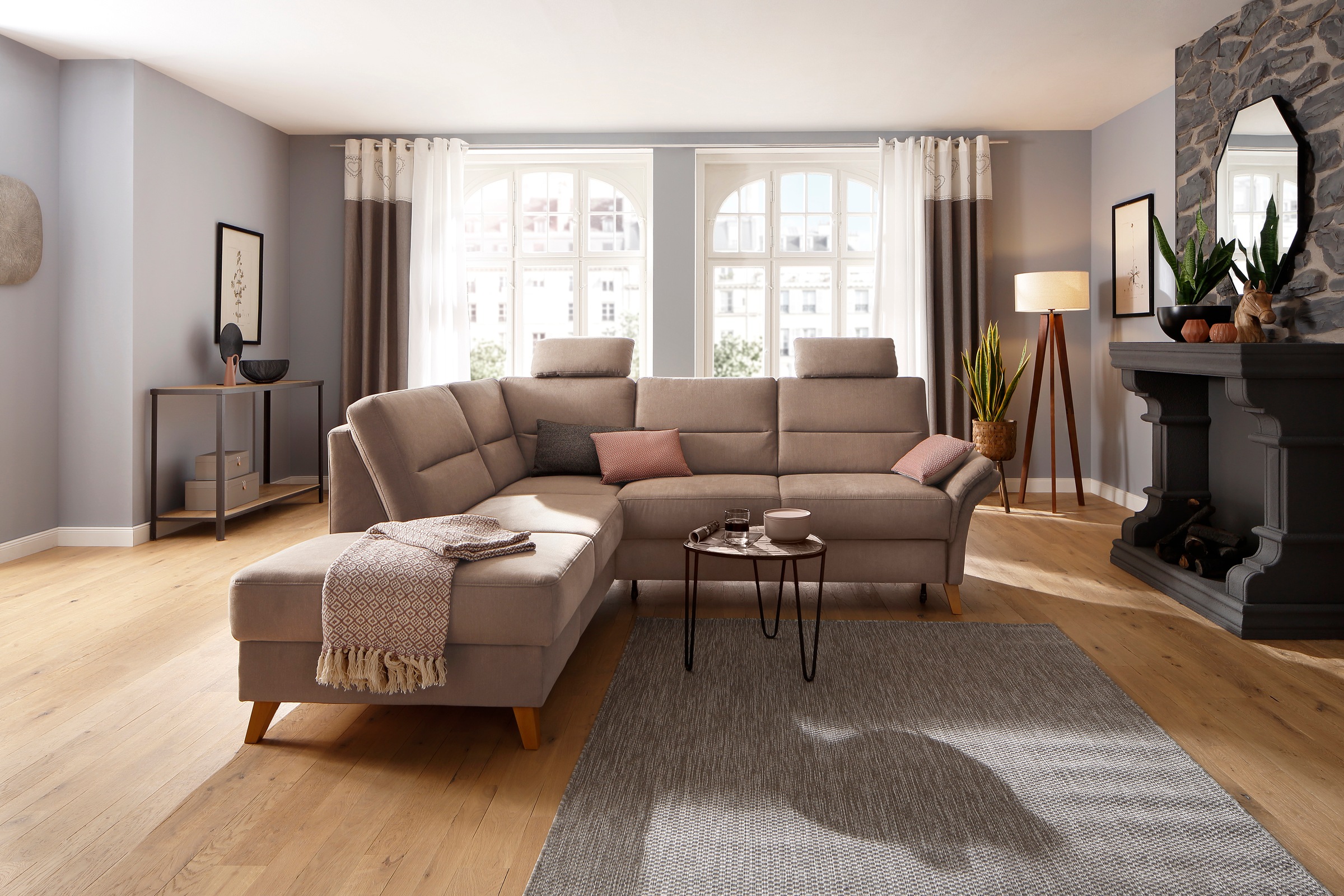 Home affaire Ecksofa »Westerland L-Form«, Federkern-Polsterung, wahlweise m günstig online kaufen