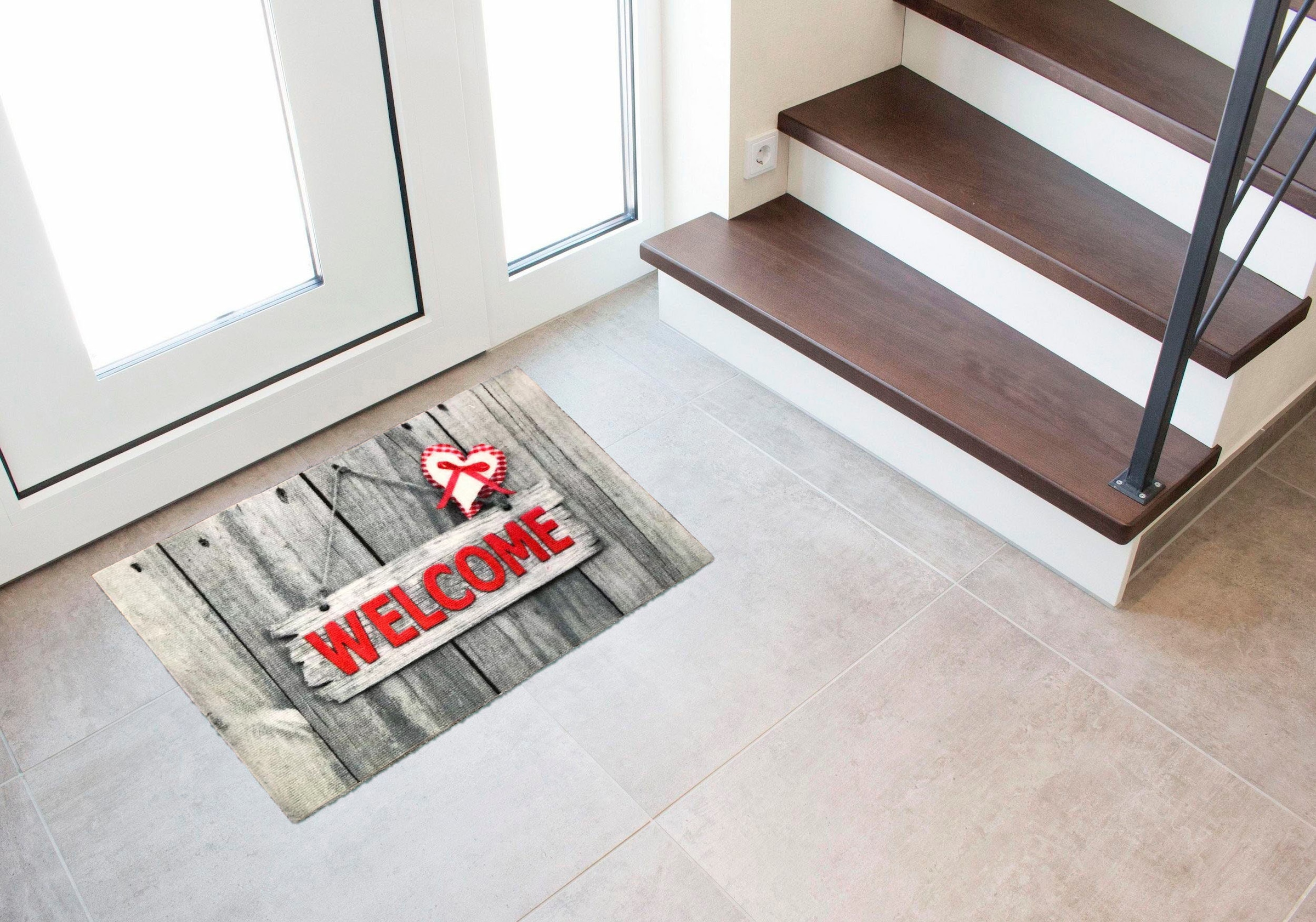 my home Fußmatte »Welcome-Holz«, rechteckig