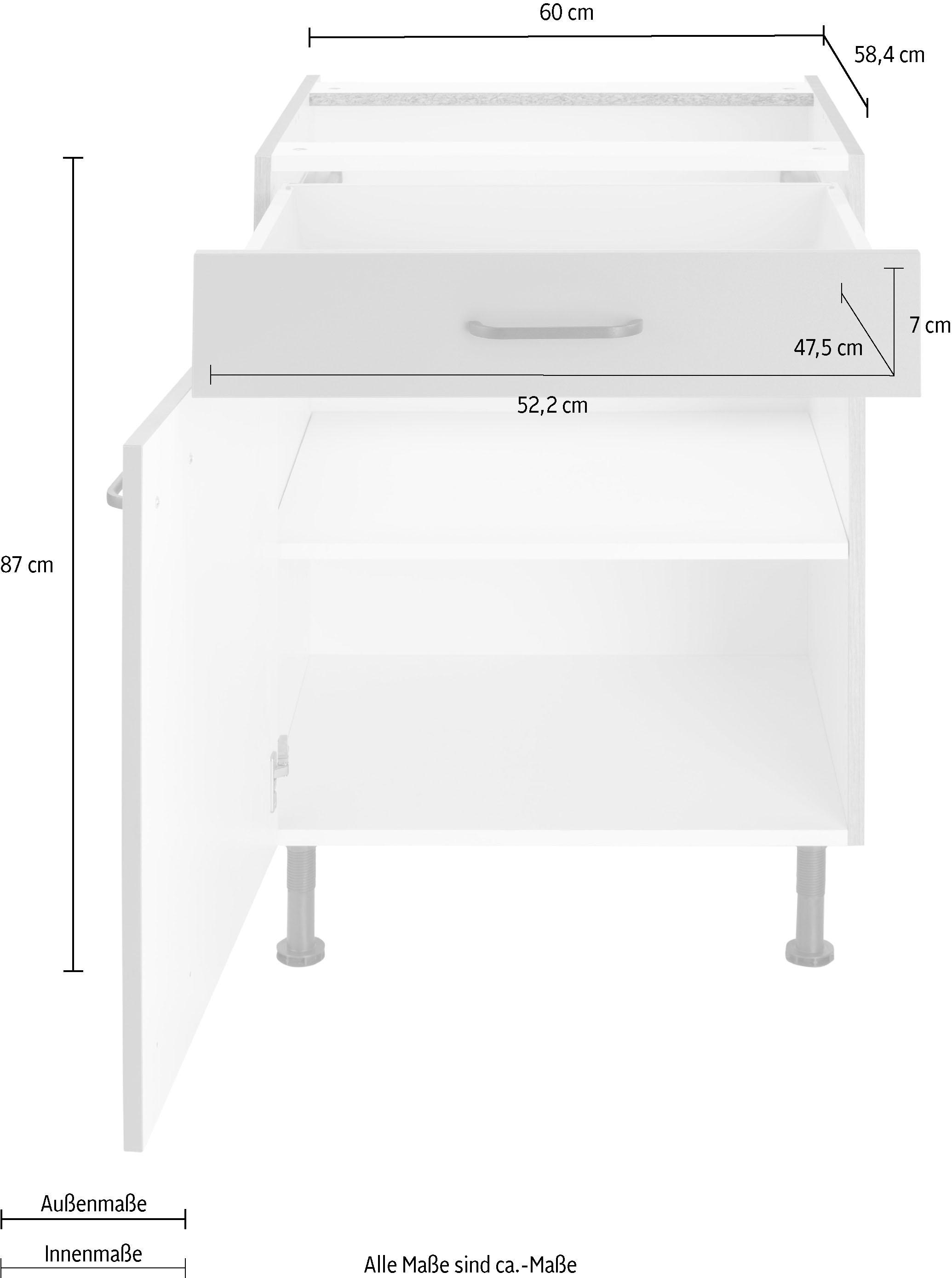 OPTIFIT Unterschrank »Elga«, mit Soft-Close-Funktion, Vollauszug, Metallgriffen, Breite 60 cm