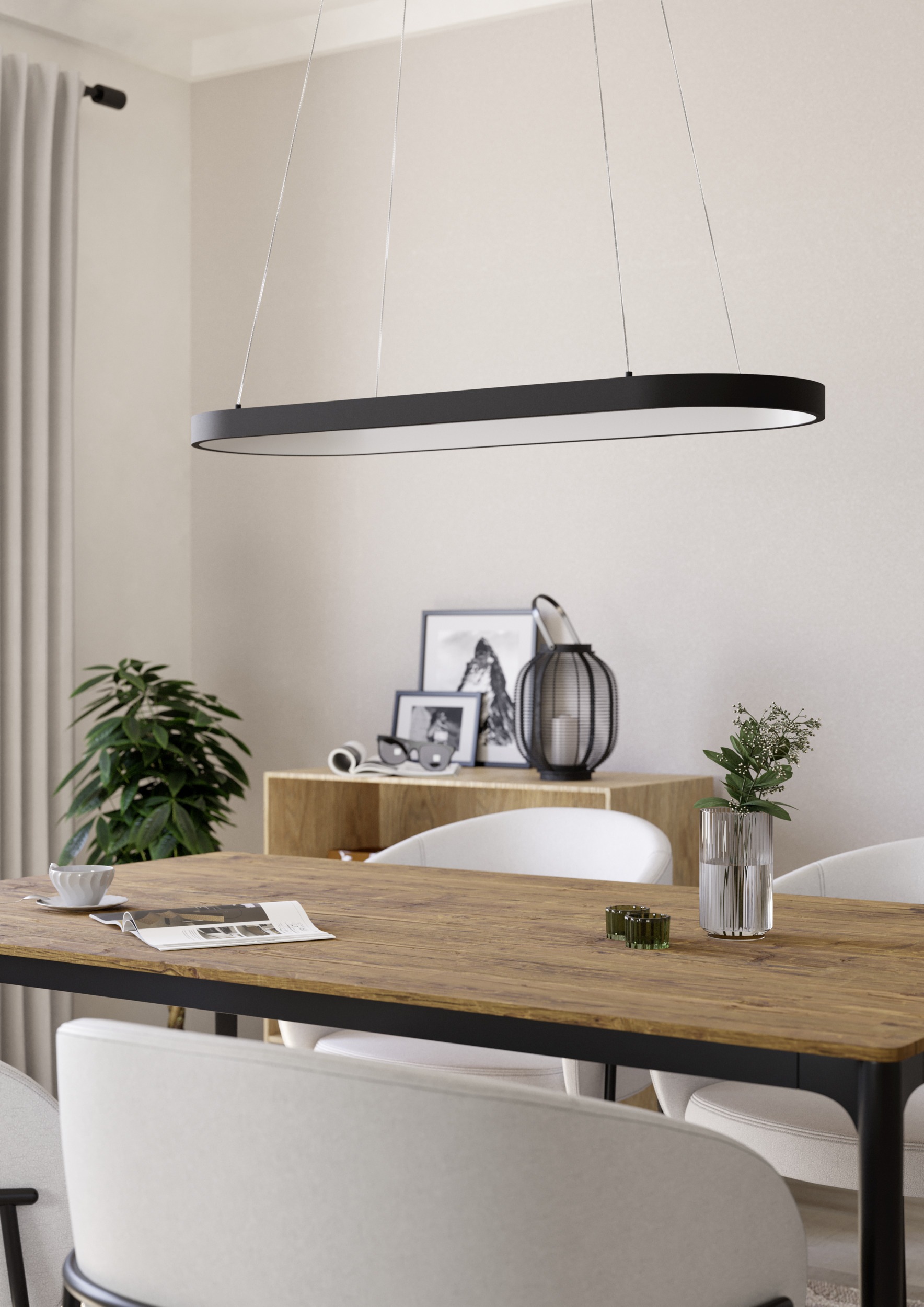 EGLO Hängeleuchte »CODRIALES Pendellampe - Stahl - LED - 27W - IP20« LED-Modul 1 Stk. Warmweiß Hängelampe, Deckenlampe, Wohnzimmer, Esszimmer, L78 x B30 x H110 cm