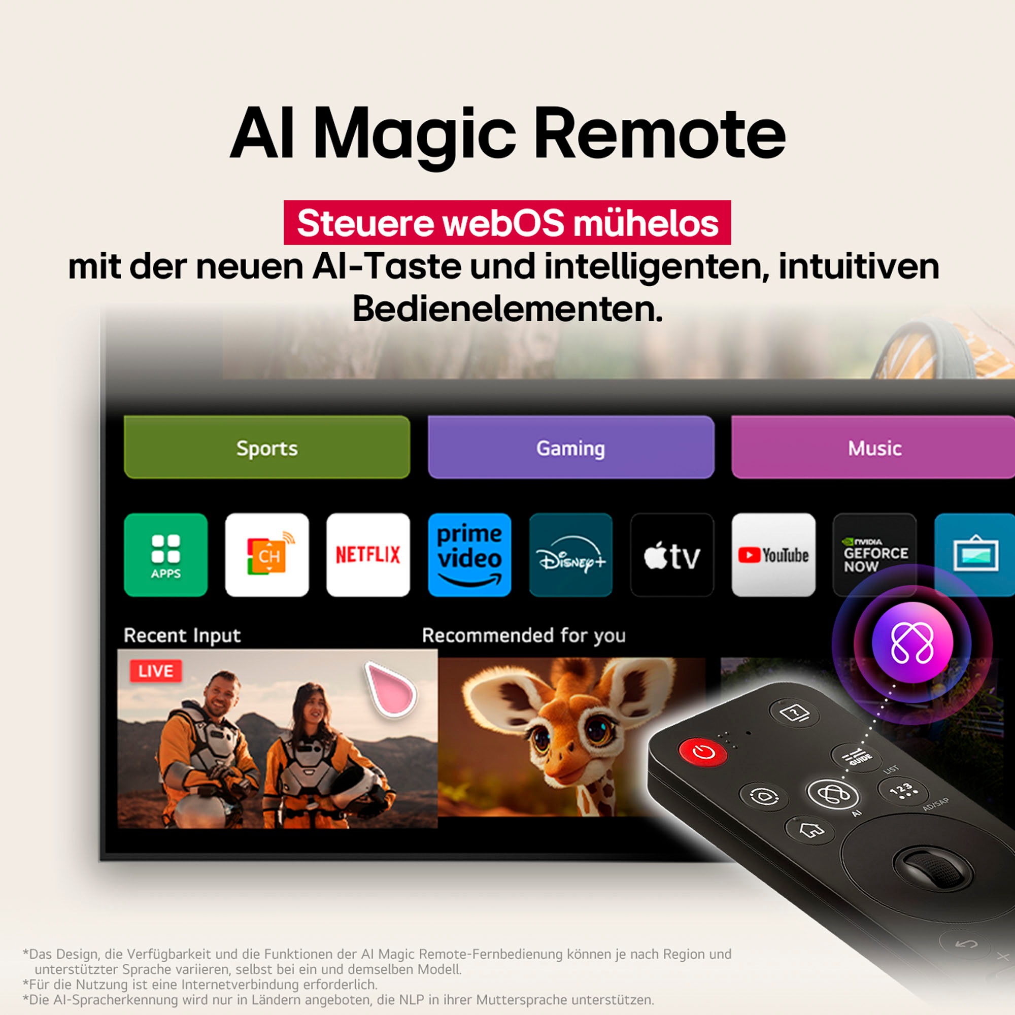 LG OLED-Fernseher »OLED65G57LW«, 4K Ultra HD, Smart-TV