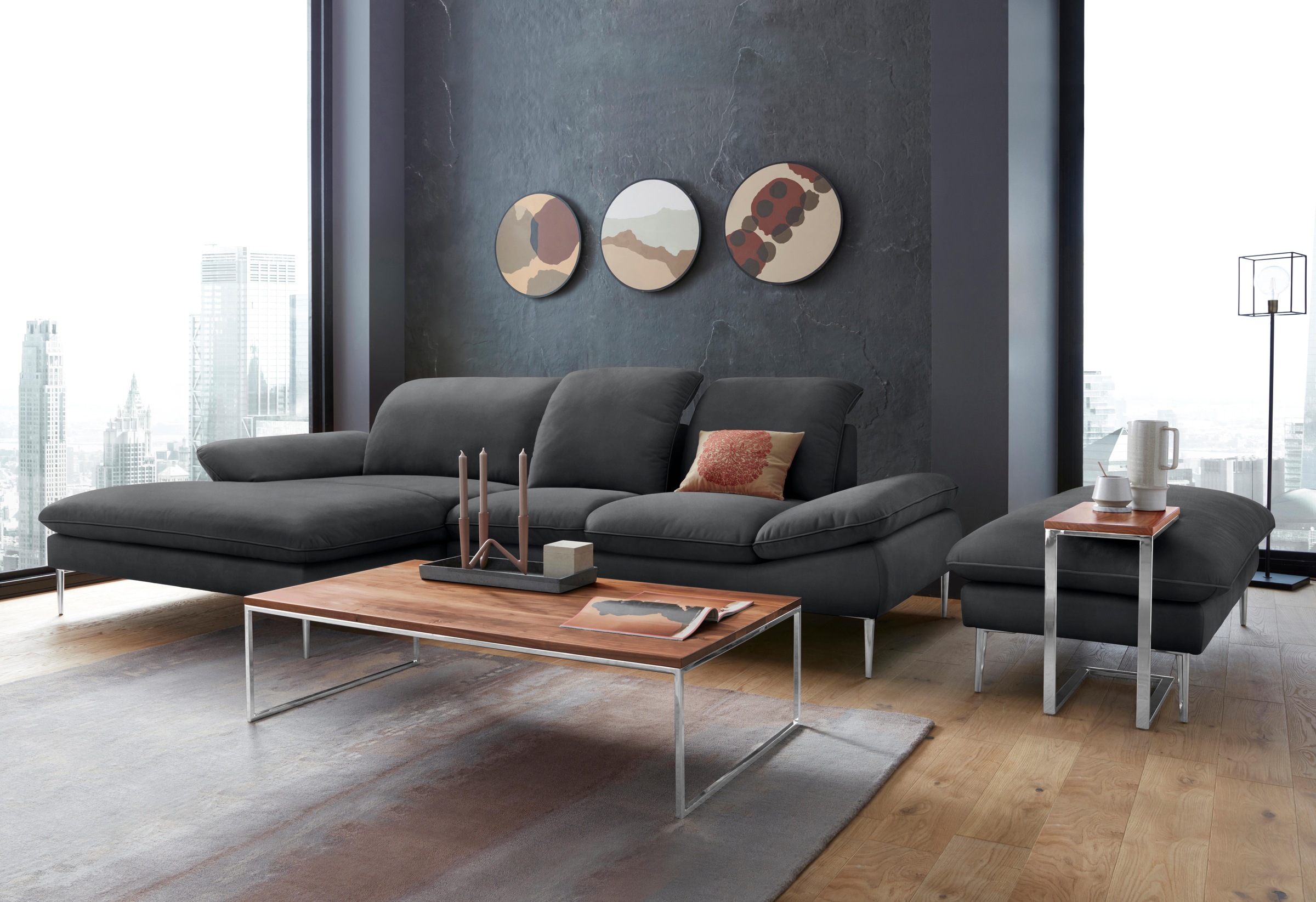 W.SCHILLIG Hocker »enjoy&MORE«, Füße Chrom glänzend, Breite 151 cm
