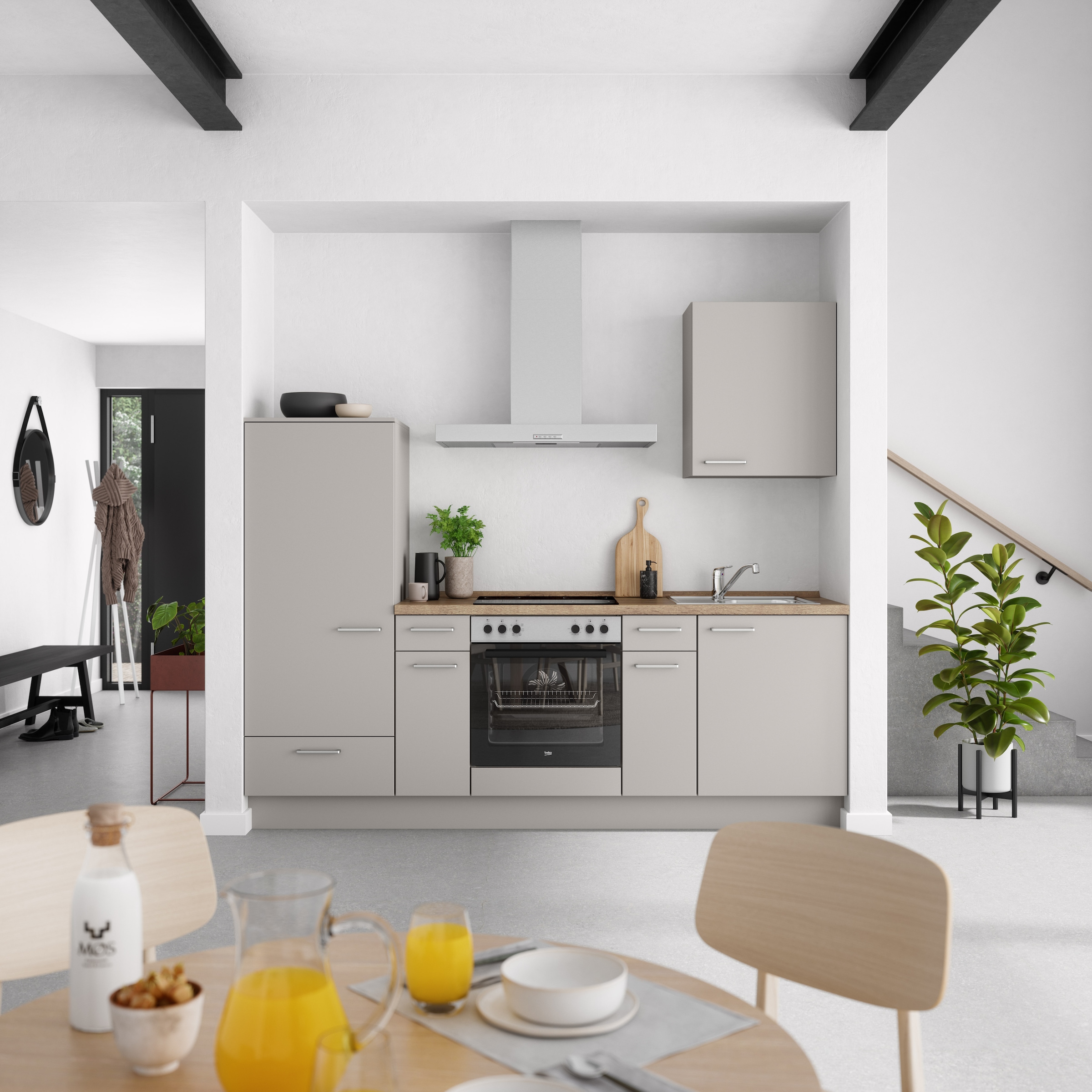 nobilia® Küchenzeile »"Touch I", NEU: individuell anpassbar mit gratis Profi-Beratung« vormontiert, Breite 240 cm, Ausrichtung wählbar, wahlw. mit E-Geräten