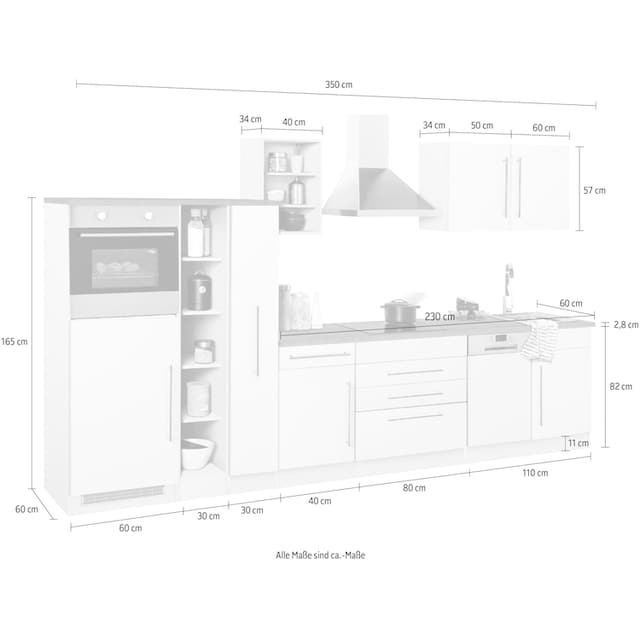 HELD MÖBEL Küchenzeile »Samos«, ohne E-Geräte, Breite 350 cm auf Rechnung  kaufen