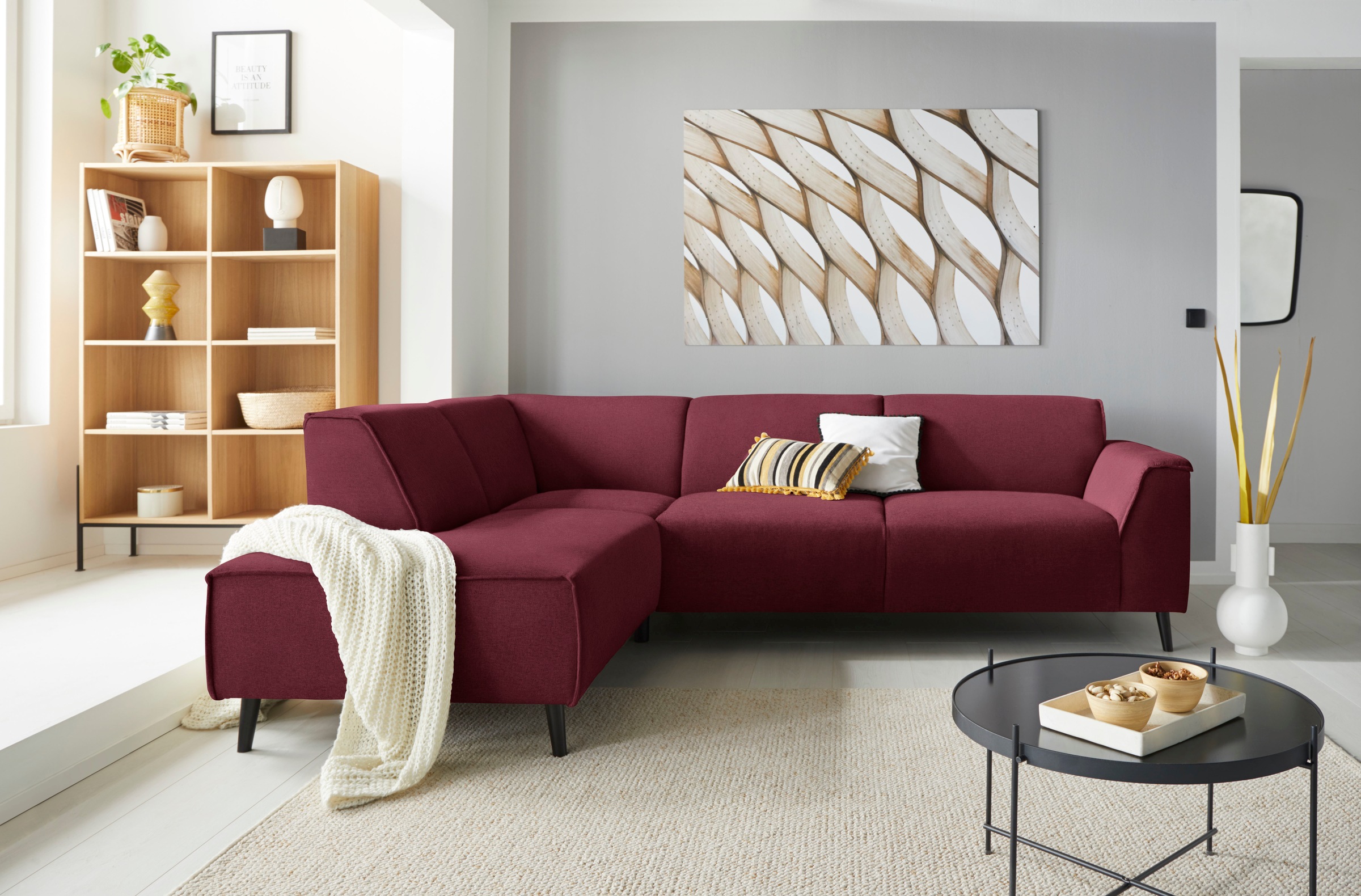 DOMO collection Ecksofa »Amora, bequem und zeitlos, L-Form«, mit Federkern für mehr Sitzkomfort