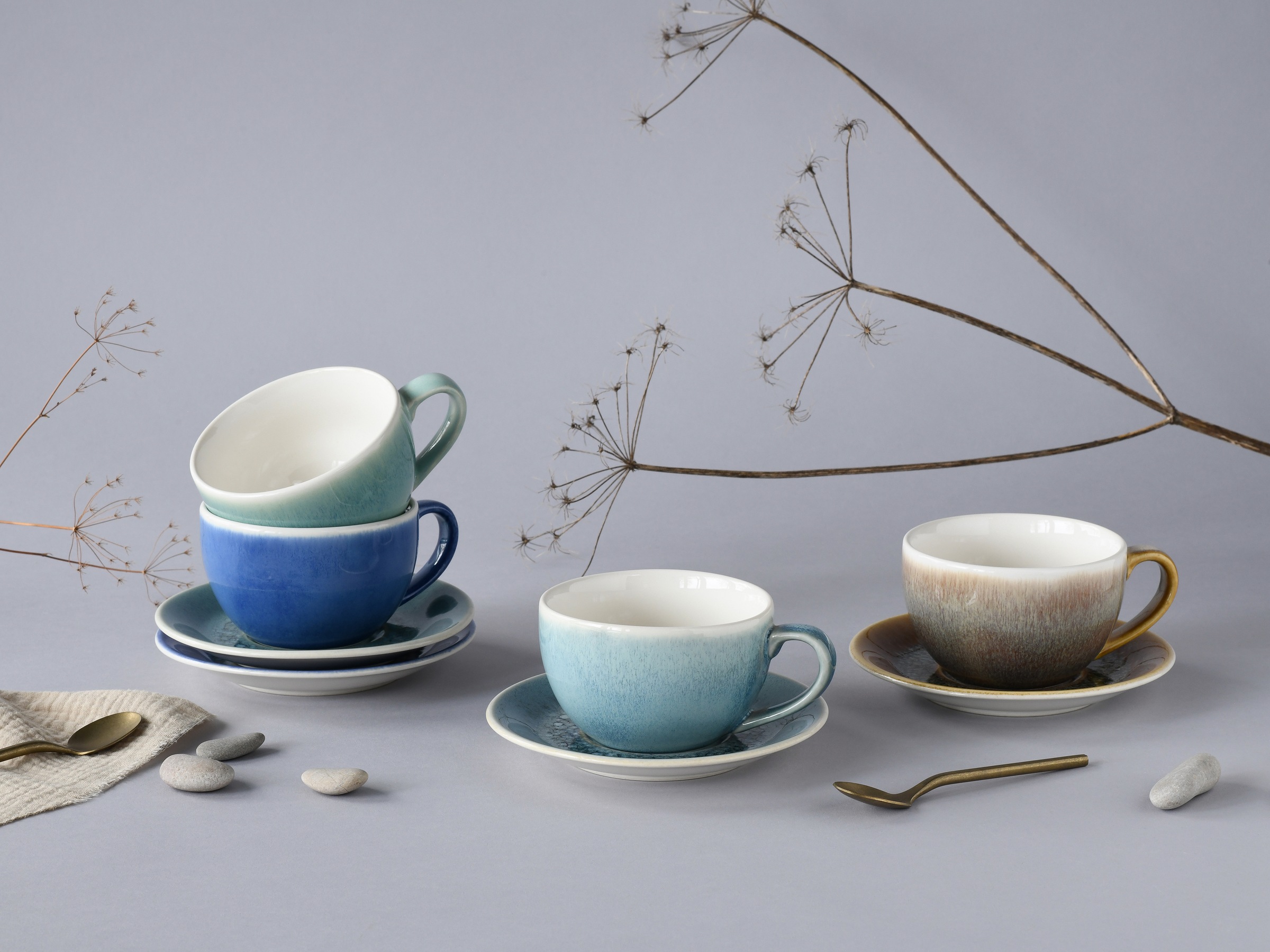 CreaTable Cappuccinotasse »Caldera Mix, Cappuccino-Set, 8-tlg.« Reaktivglasur