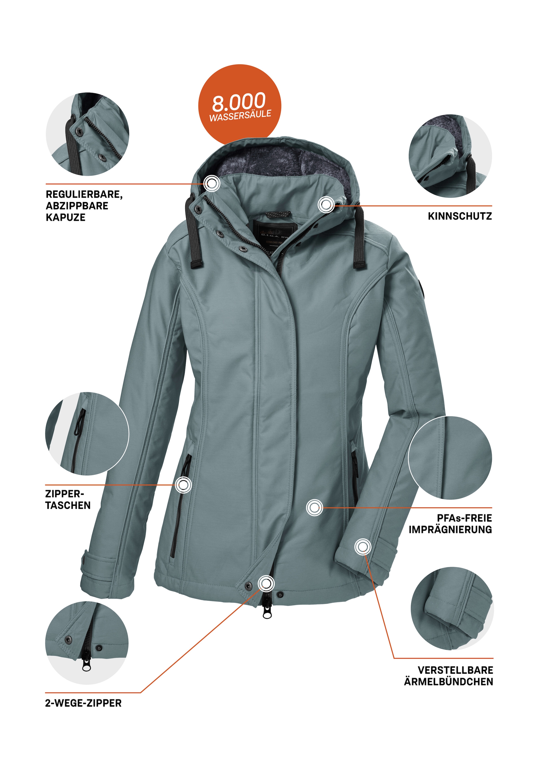 G.I.G.A. DX by killtec Softshelljacke »GW 23 WMN SFTSHLL JCKT«, Wasser- und windabweisende Softshelljacke mit Fleecefutter
