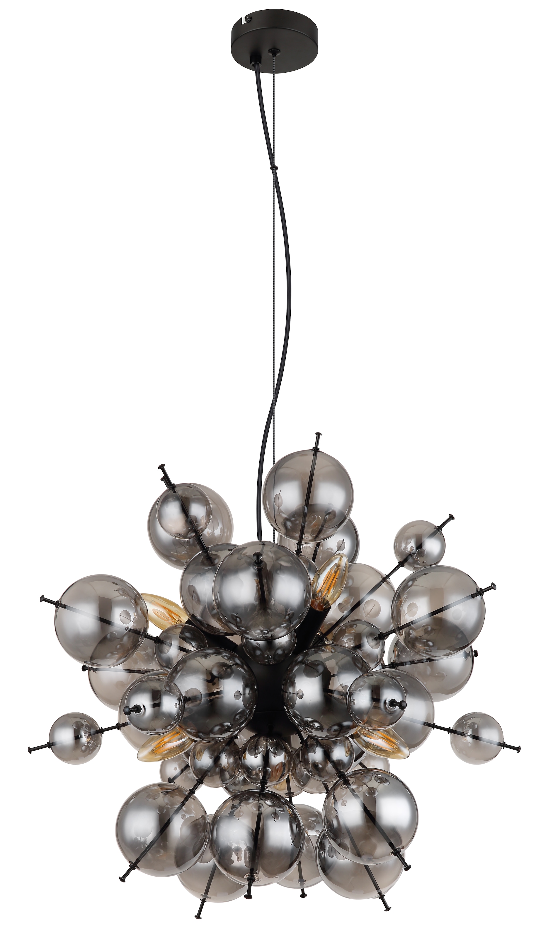 GLOBO LIGHTING Hängeleuchte »UDO« E14 1 Stk. Hängeleuchte Schwarz, Glaskugeln Rauch, höhenkürzbar, E14