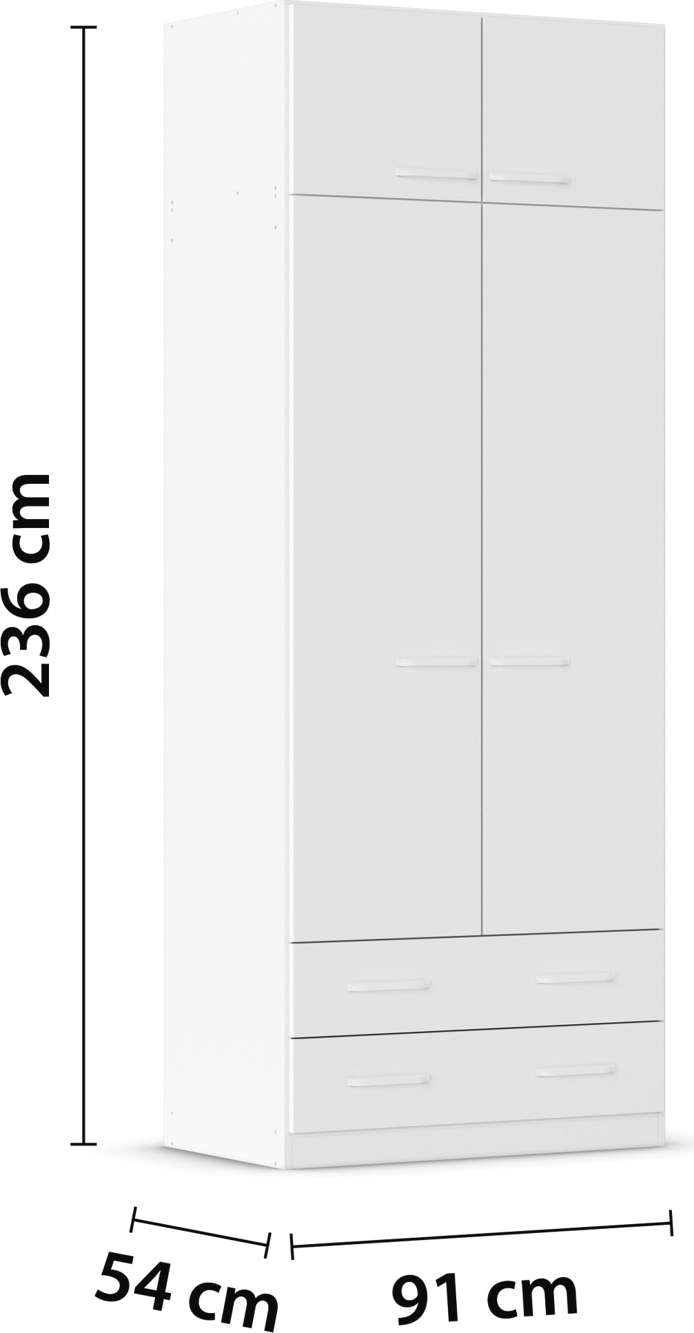 rauch Drehtürenschrank »Prandon B«, (Set, 2 St.), mit 2 Schubladen sowie Aufsatzelement, Metallgriffe quer