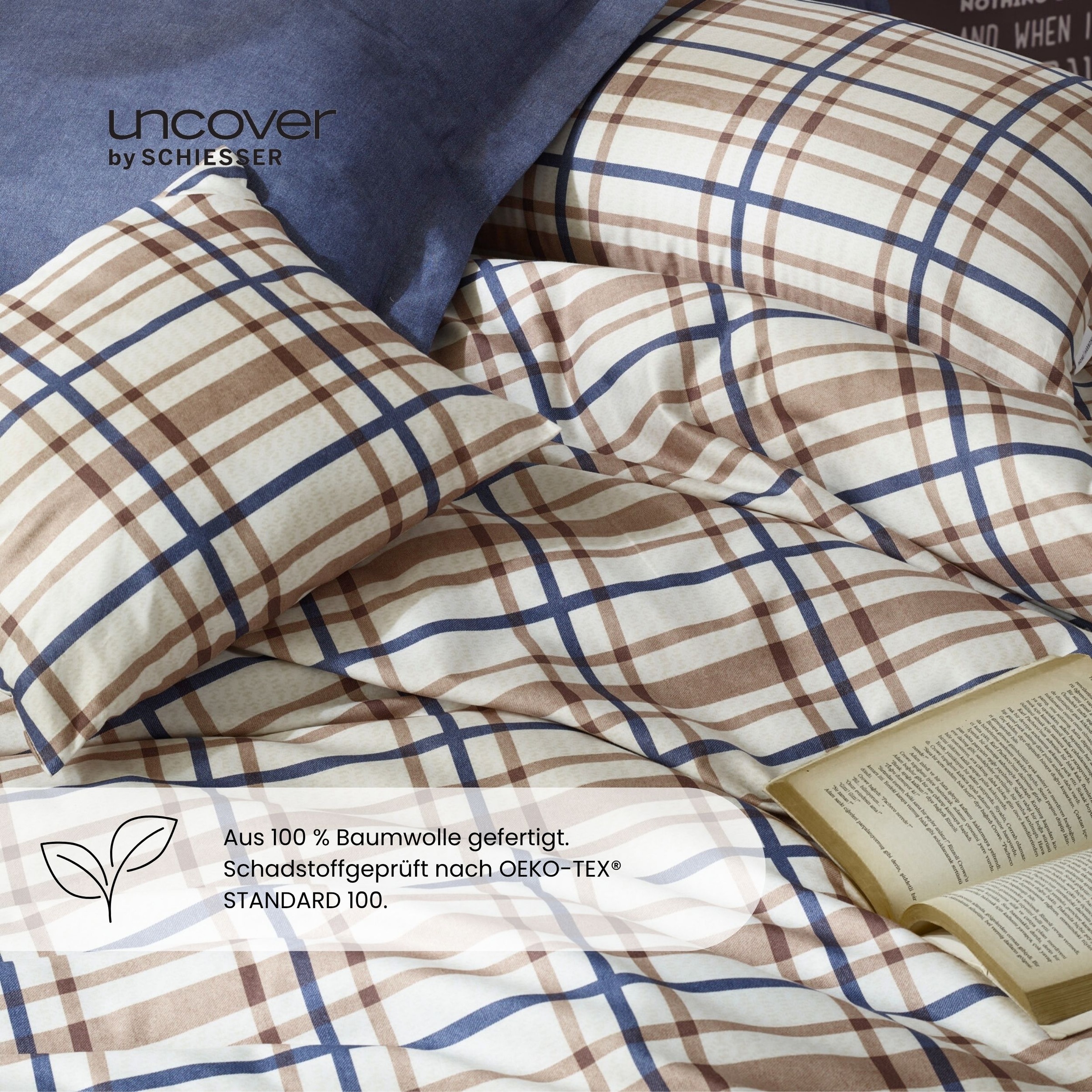 uncover by SCHIESSER Bettwäsche »Maxim aus edlem Baumwollsatin, 135x200 cm + 80x80 cm« 2 Stk. OEKO-TEX® MADE IN GREEN