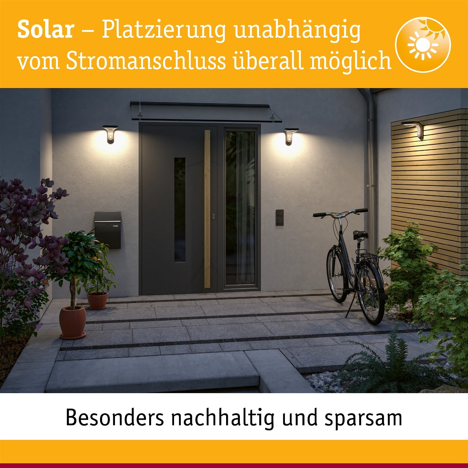 Paulmann LED Gartenstrahler »Solar Hausnummernleuchte Neda IP44 3000K 27lm Anthrazit«, 1 flammig-flammig, Bewegungsmelder