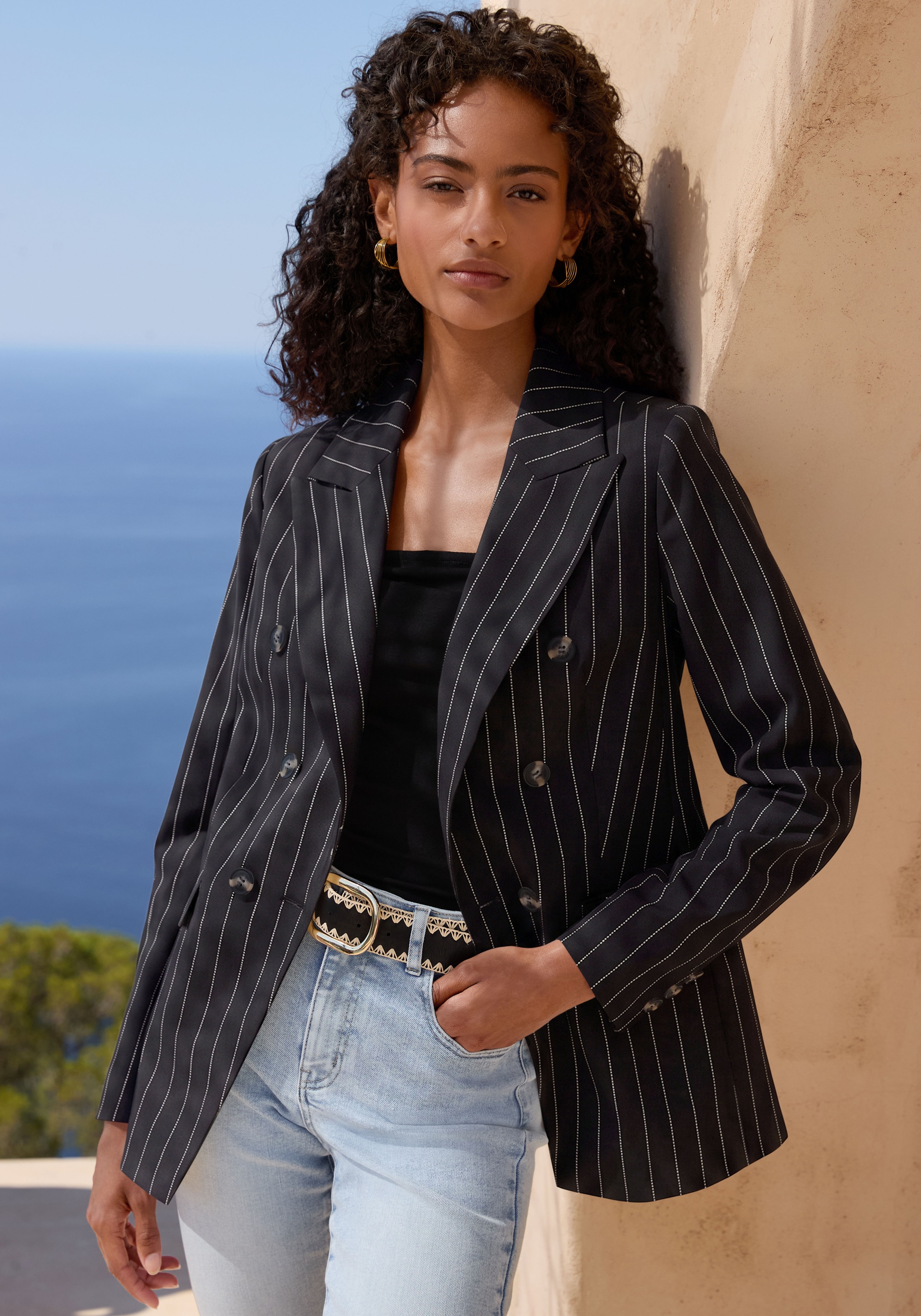 French Connection Longblazer Nadelstreifenblazer