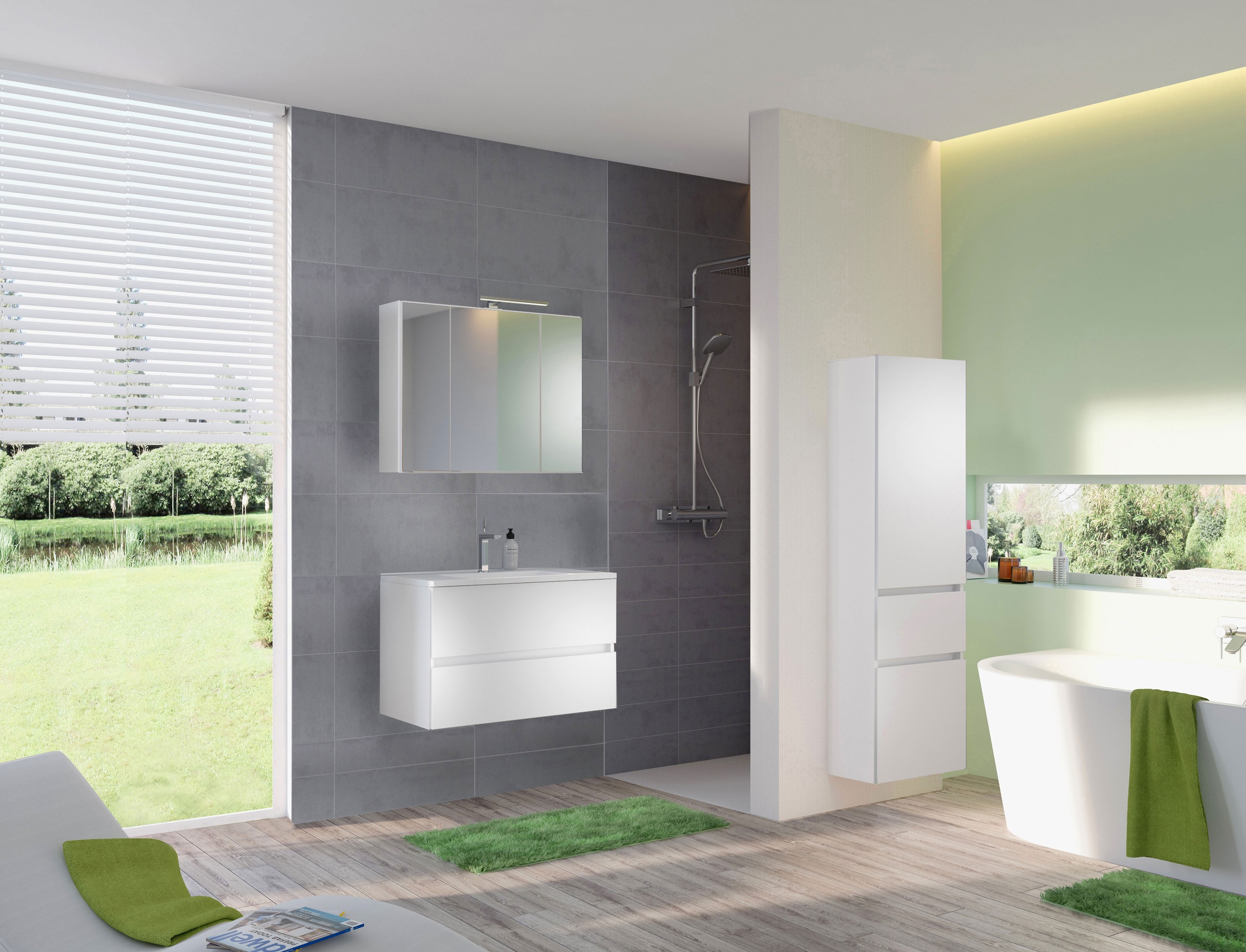 welltime Badmöbel-Set »Welltime Möbel Baabe Waschtisch-Set 3tlg. oder 5tlg. günstig online kaufen