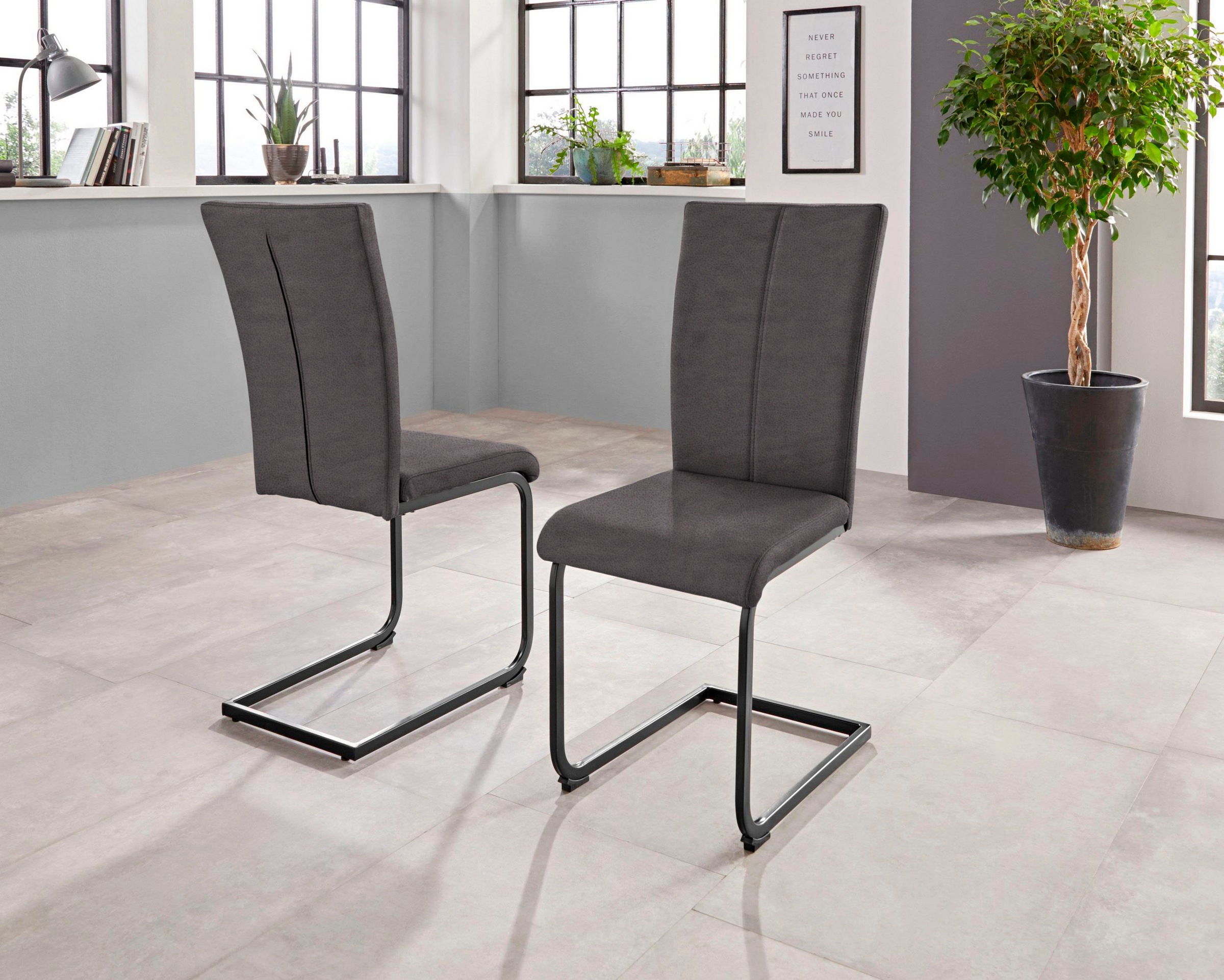 Home affaire Freischwinger »Oliver« (Set) 2 Stk. Microfaser Stuhl belastbar günstig online kaufen