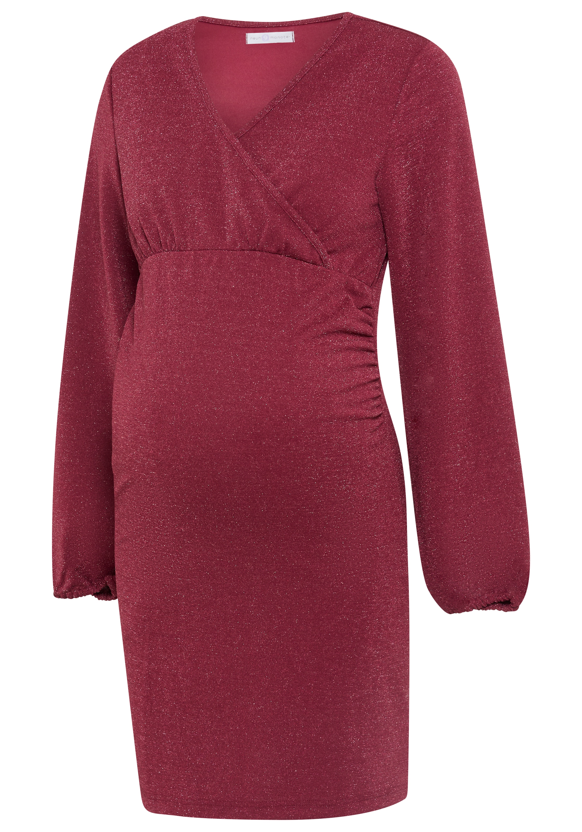 Neun Monate Umstandskleid »Glitzer Jerseykleid mit Wickel-Ausschnitt, praktisch zum Stillen« für Frühling und Herbst, für besondere Anlässe, mit Wickeloptik