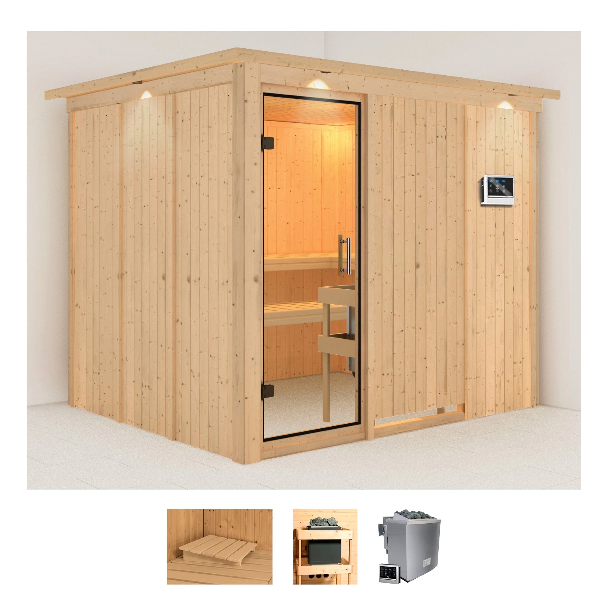 Karibu Sauna »Gitte« Set,  Ofen 9 KW externe Strg easy