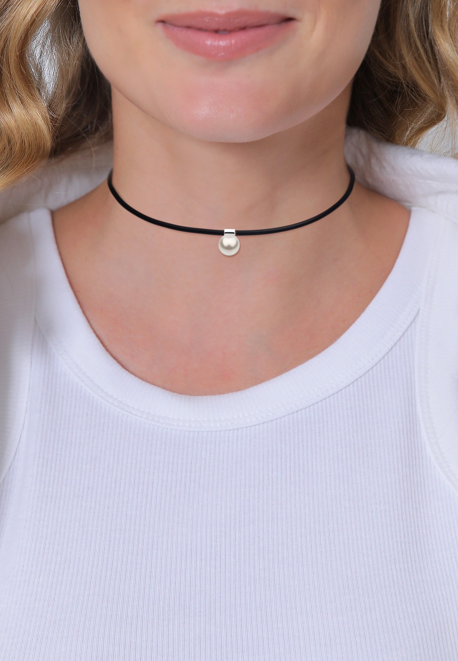 Nenalina Perlenkette »Kautschuk Synthetische Perle 925 Silber«
