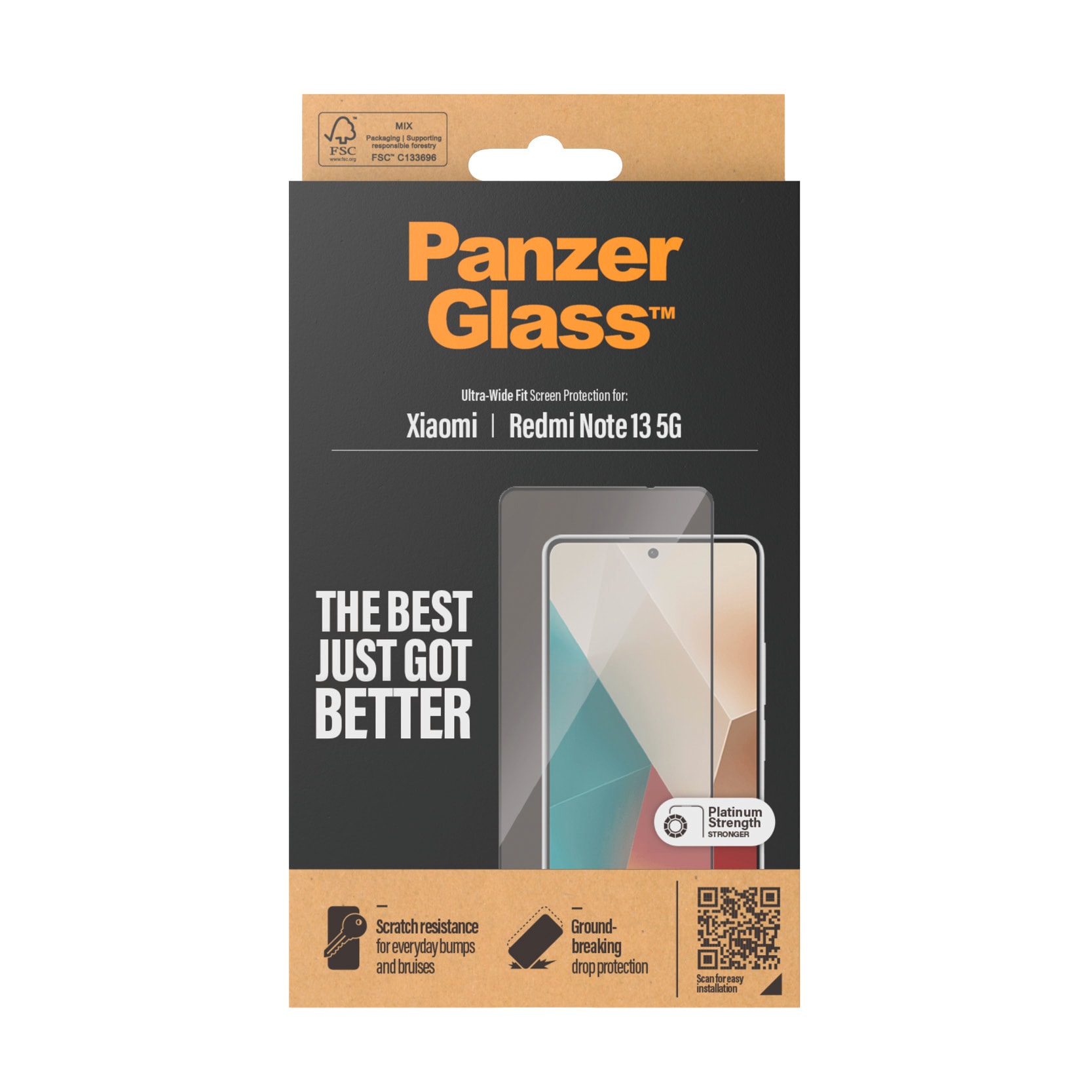 PanzerGlass Displayschutzglas »Ultra Wide Fit Screen Protector«, für Xiaomi Redmi Note 13 5G, Displayschutzfolie, Displayschutz, Bildschirmschutz stoßfest kratzfest