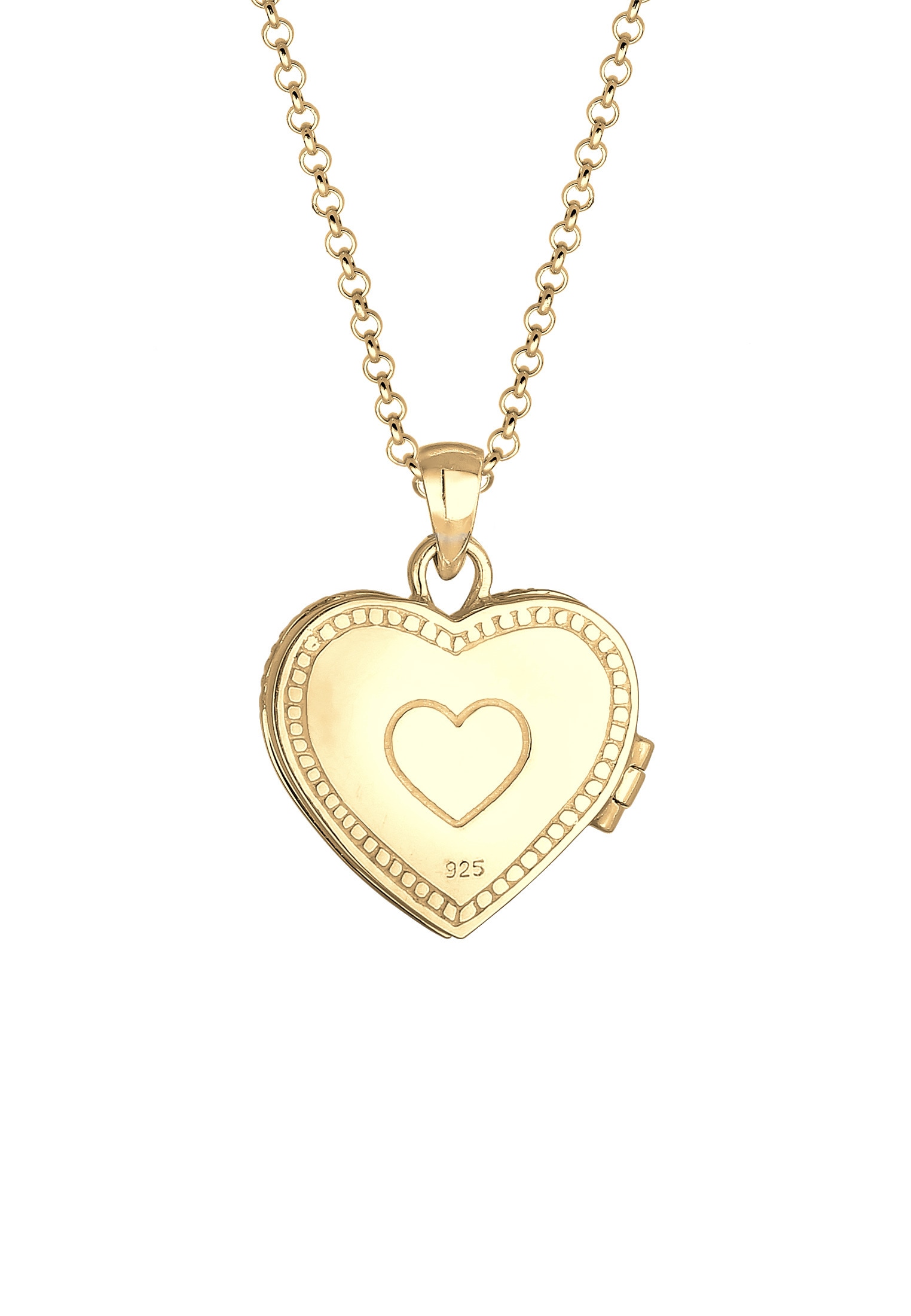 Elli Premium Kette mit Anhänger »Ornament Amulett Medaillon Herz 925 Sterling Silber vergoldet«