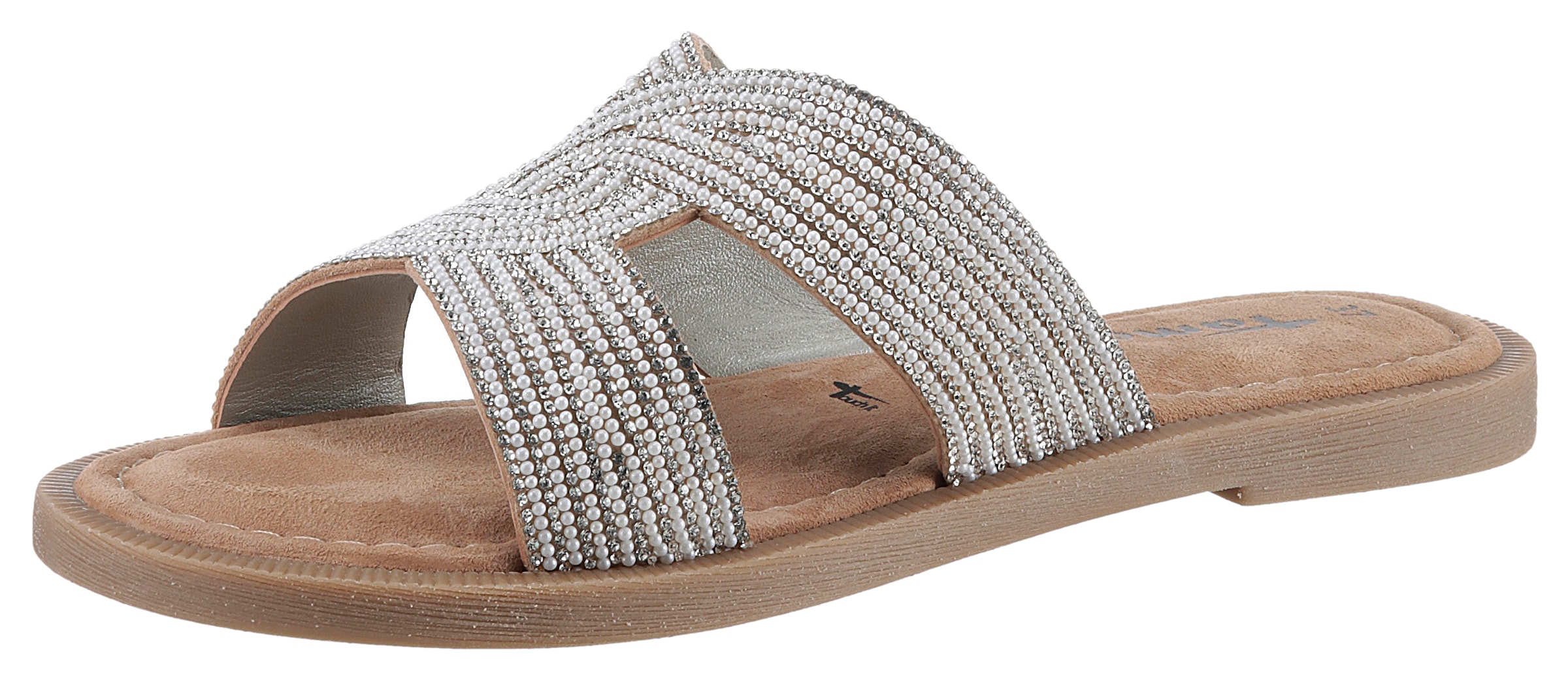 Tamaris Pantolette, Blockabsatz, Festtagsmode, Sommerschuh mit funkelnder Bandage