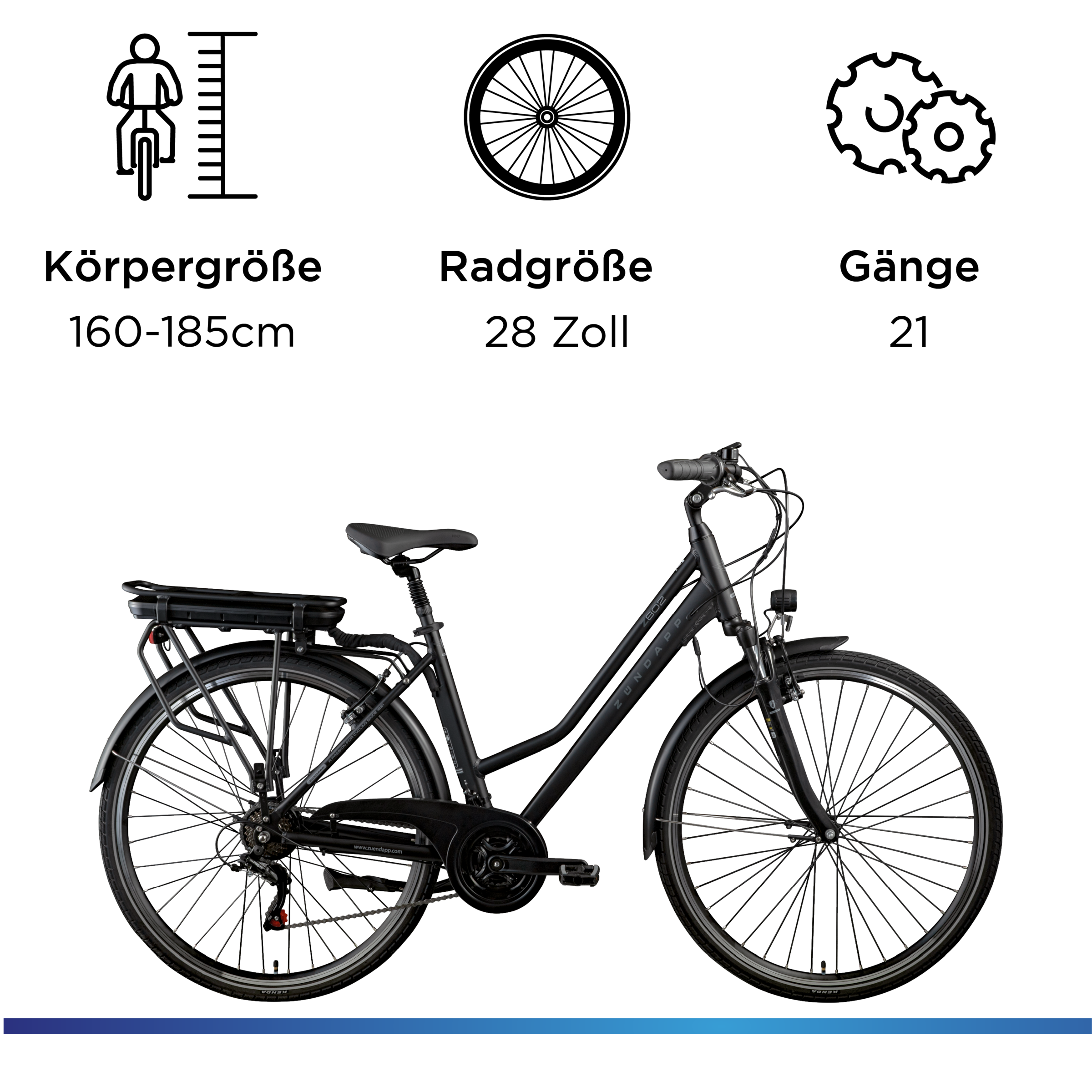 Zündapp »Z802 Damen« 21 Gang Shimano Tourney Schaltwerk Kettenschaltung Heckmotor 250 W Pedelec, Elektrofahrrad für Damen