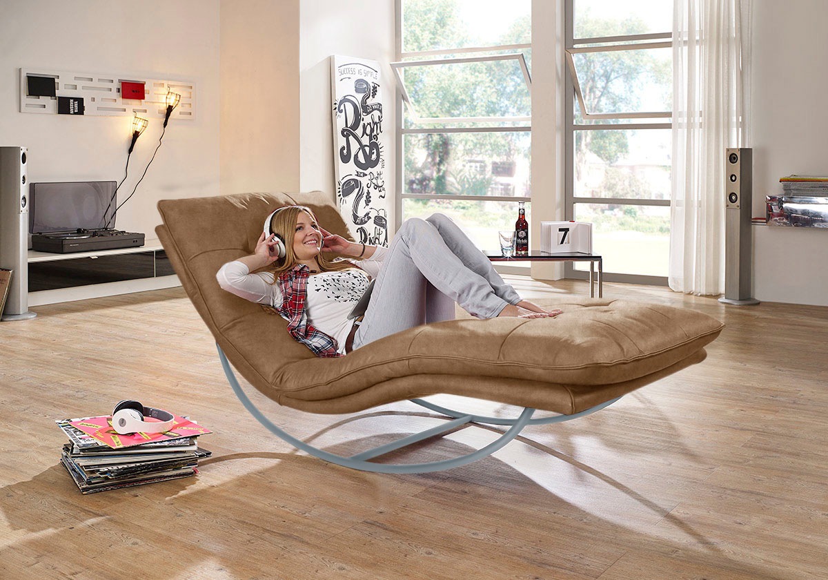 W.SCHILLIG Relaxliege »daily dreams« in Waffelkissen-Optik, Schaukelgestell silber matt, in 2 Breiten