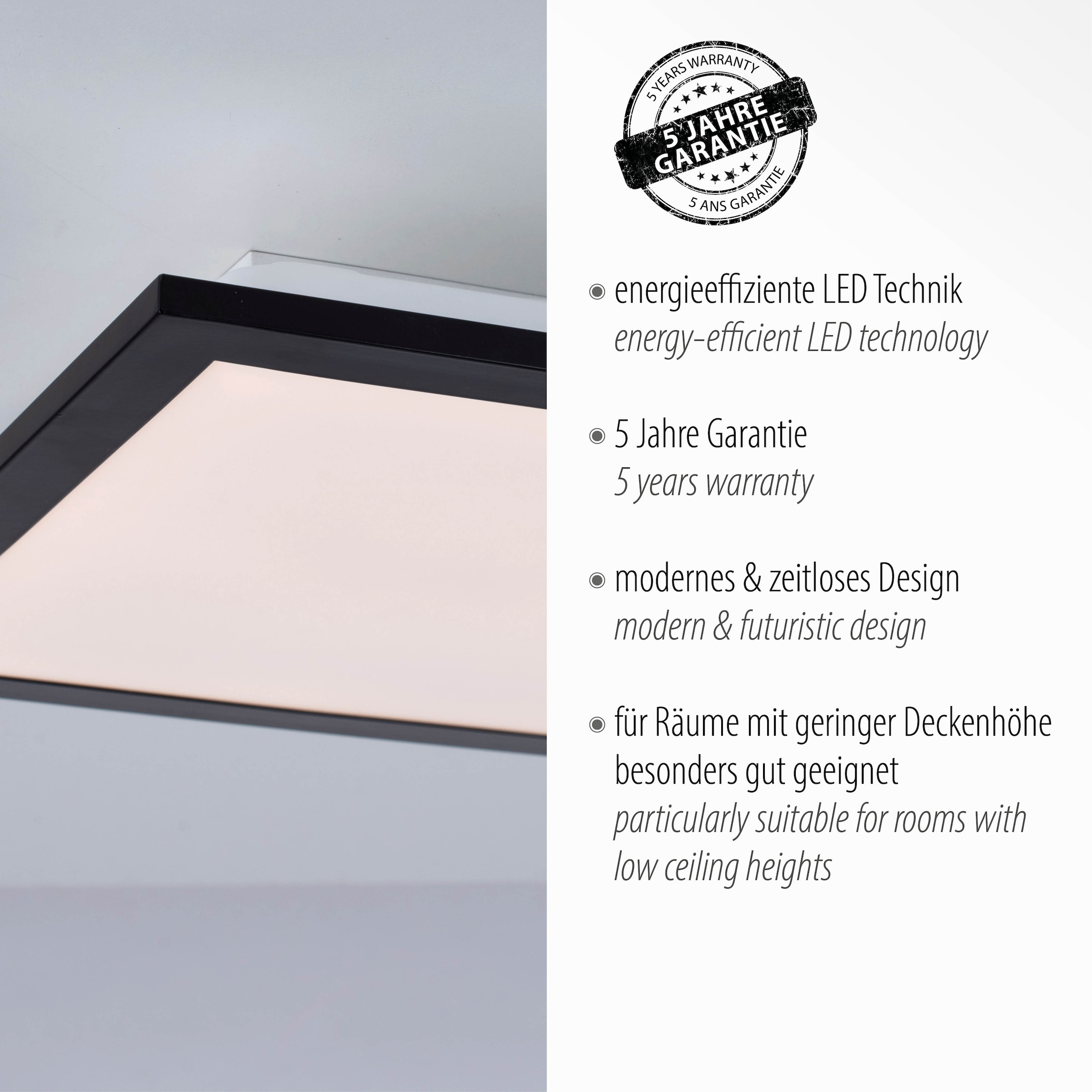 JUST LIGHT Deckenleuchte »FLAT«, 1 flammig, Leuchtmittel LED-Board | LED fest integriert, LED