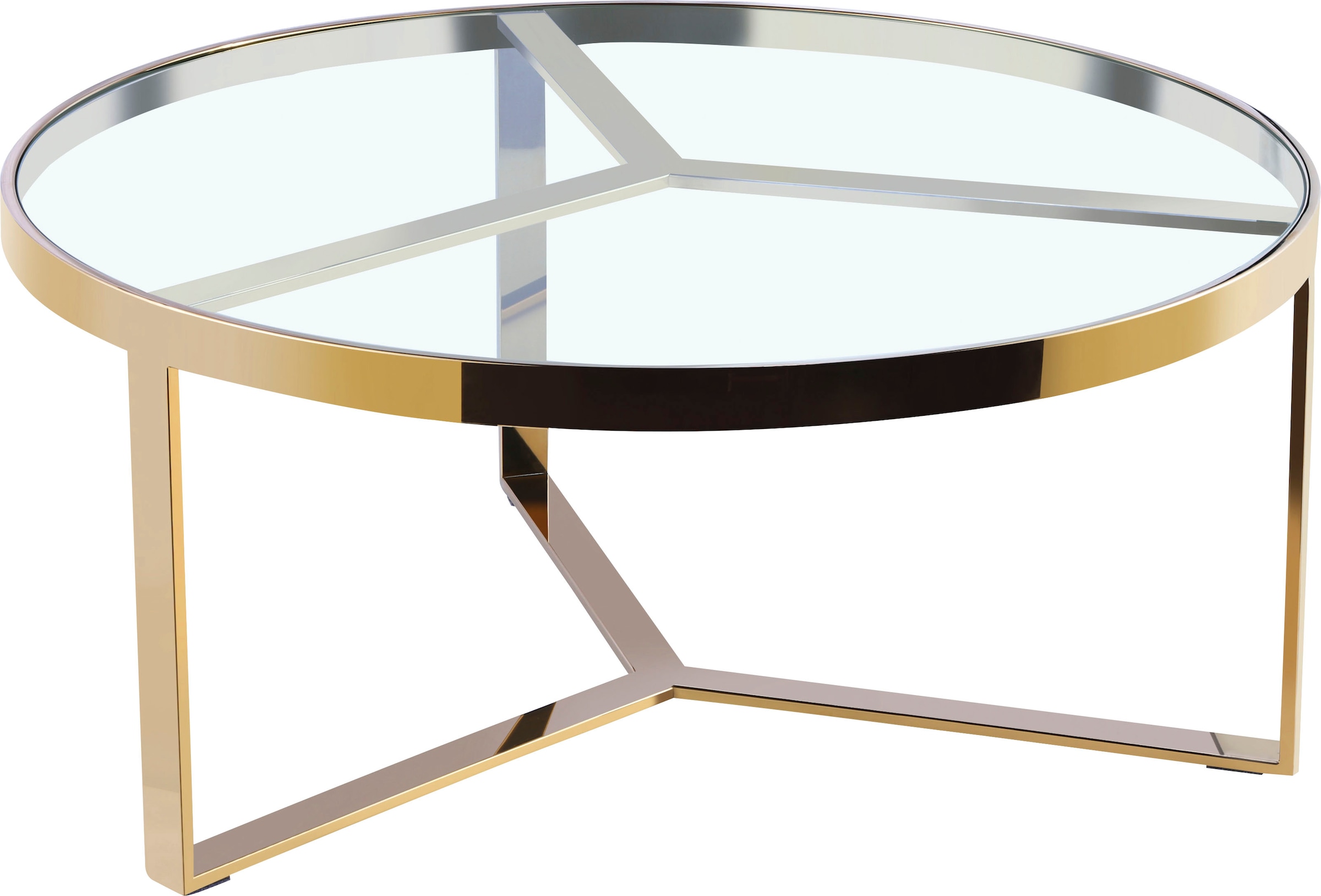 Leonique Couchtisch »Palmer«, Runder Couchtisch, gold, Chrom, Glasplatte, G günstig online kaufen