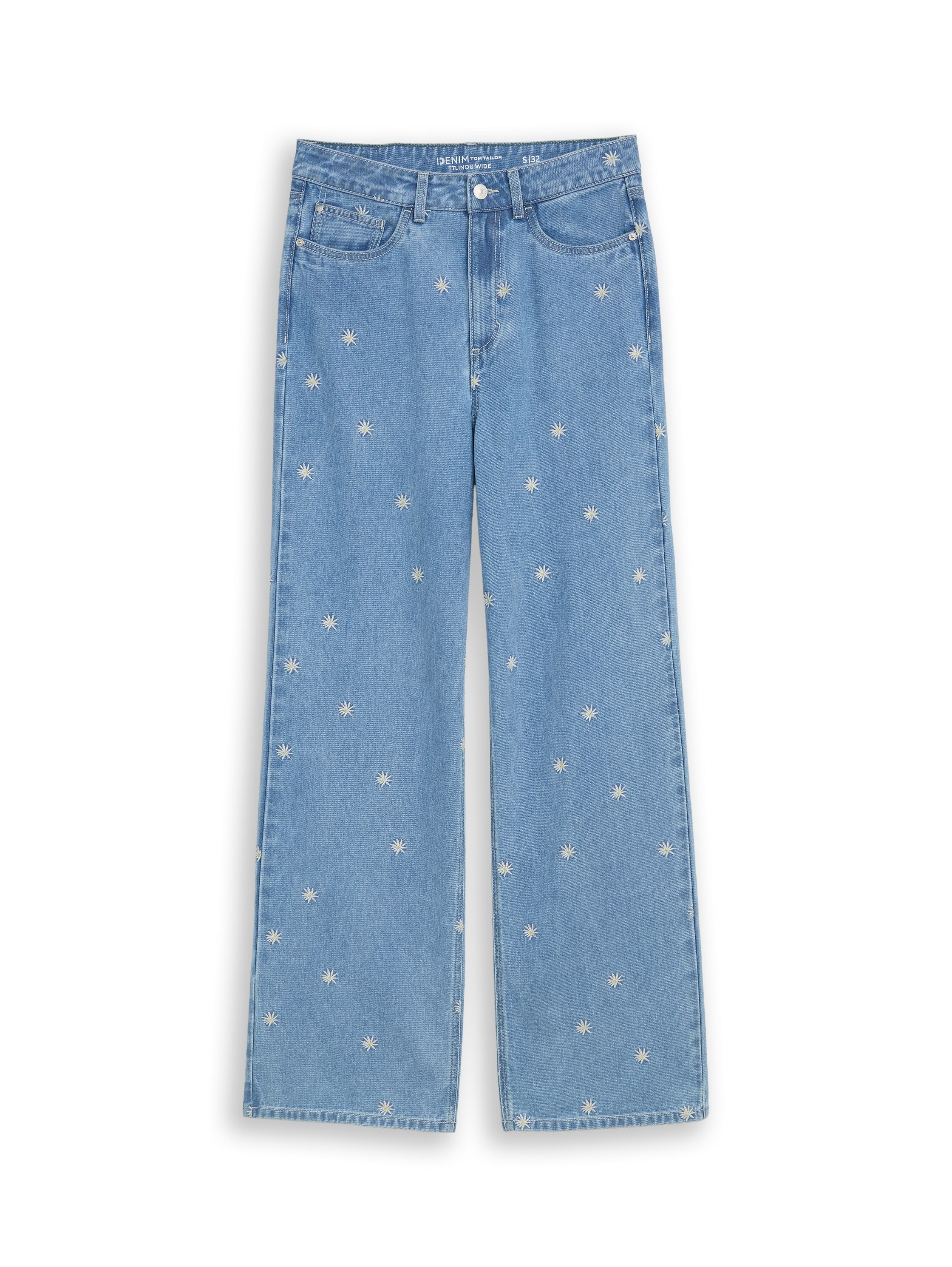 TOM TAILOR Denim Weite Jeans mit Allover-Stickereien