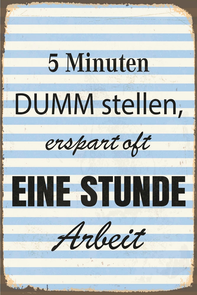 queence Metallbild »Arbeitssparend« Schriftzug | Schriftzüge 1 Stk. tlg. Stahlschilder