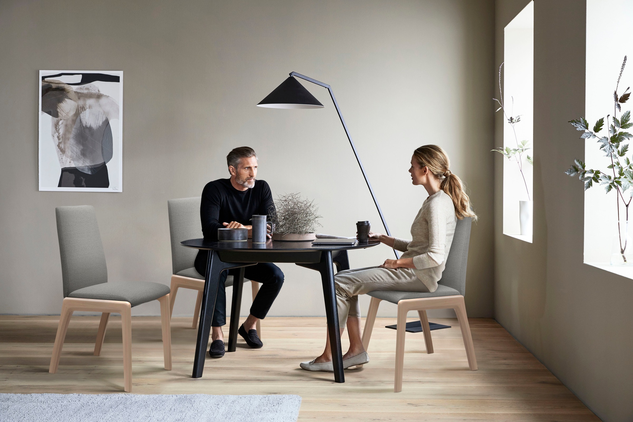 Stressless® Polsterstuhl »Laurel«, ROHLEDER Stoff Q2 FARON, Low Back, Größe M, mit abgerundeten Beinen in Eiche natur