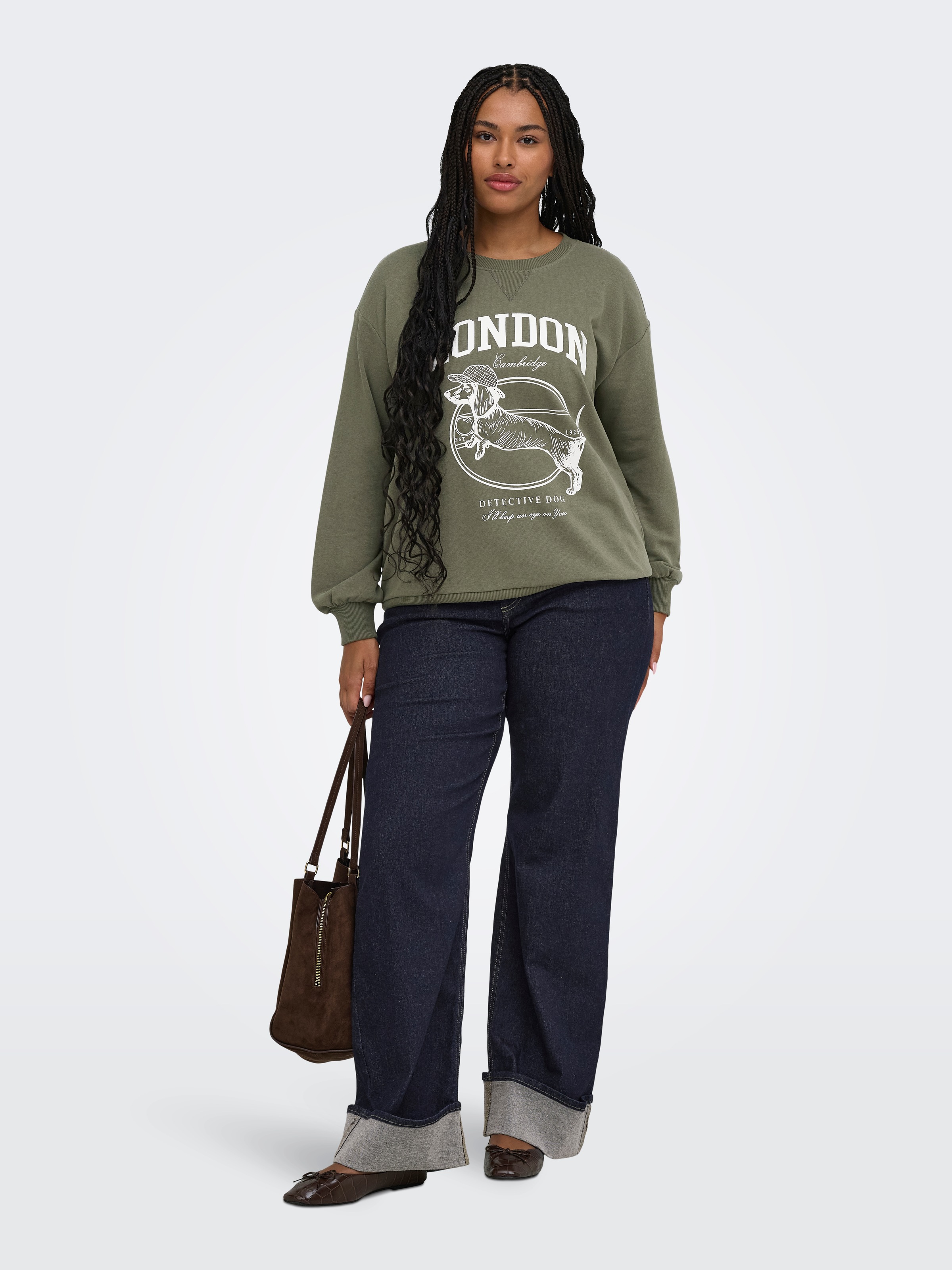 ONLY CARMAKOMA 1100000002199 »CARAMELIA LS O-NECK SWEAT JRS«, Baumwollmischung, regular fit
