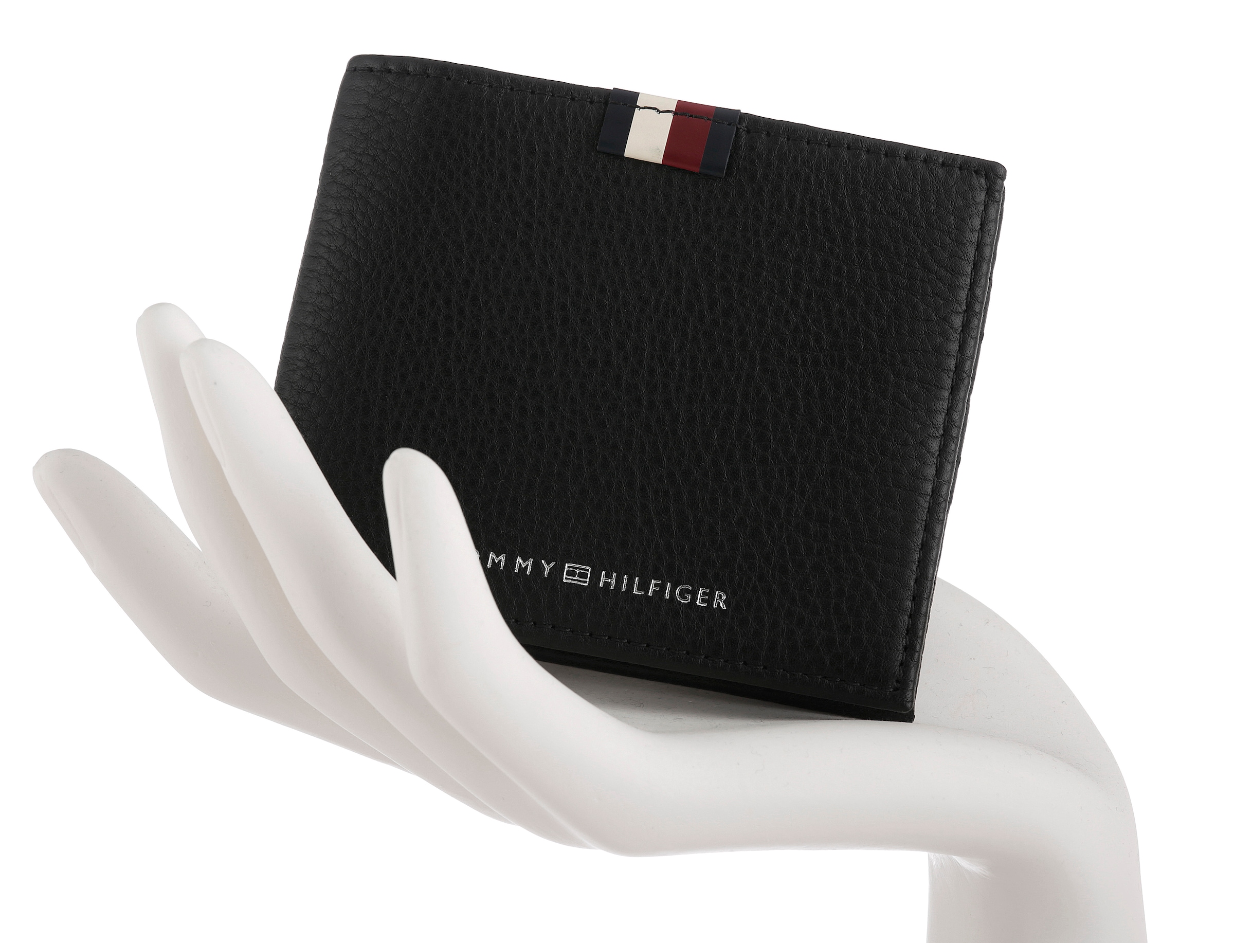 Tommy Hilfiger Geldbörse »TH PREM LEA MINI CC WALLET«, Men Geldbeutel, Portemonnaie mit Logo-Schriftzug und Logoflag