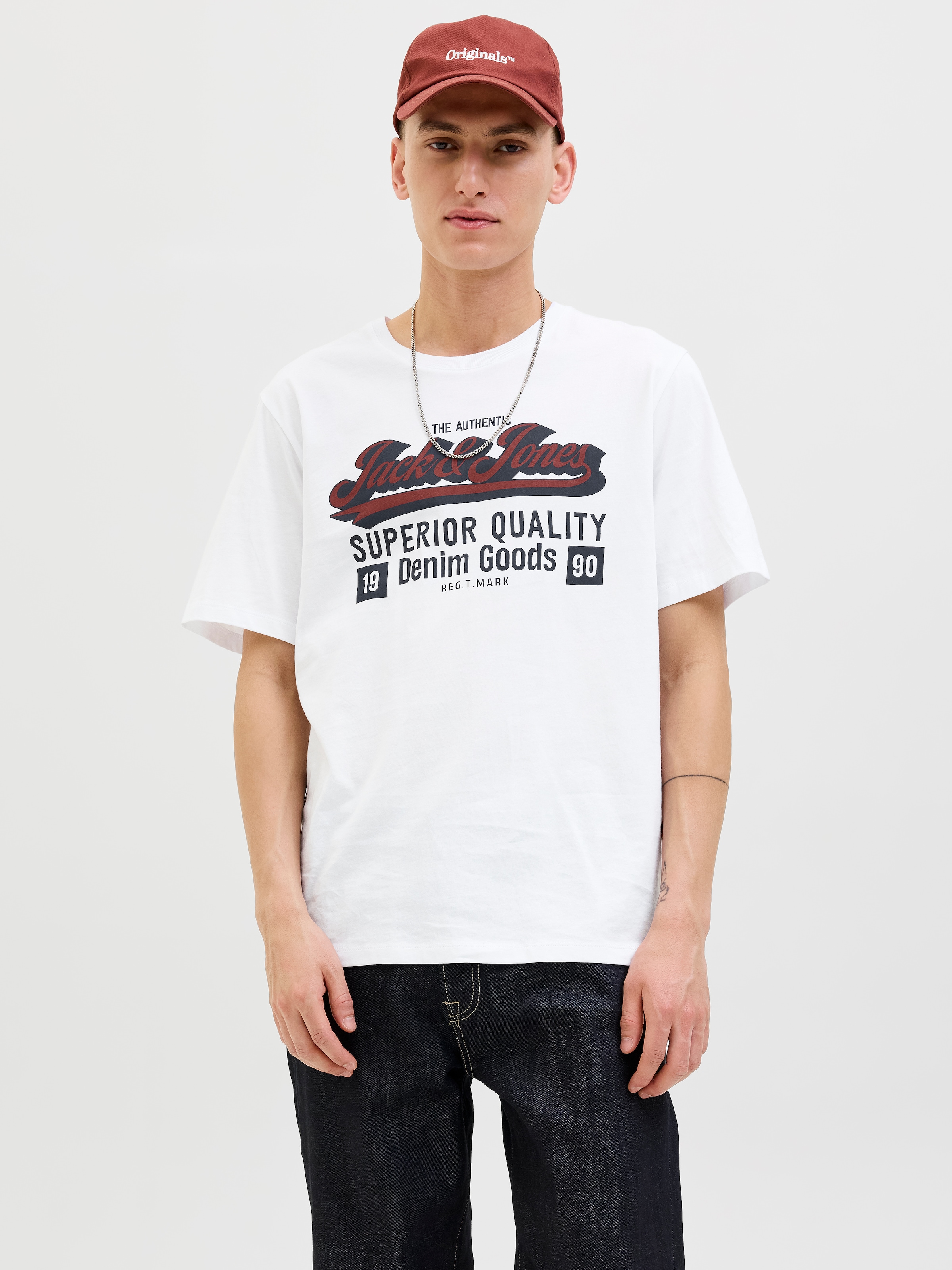 JACK & JONES Rundhalsshirt »JJELOGO TEE SS O-NECK 2 COL AW25 SN« Cloud Dancer M M T-Shirt von Jack & Jones