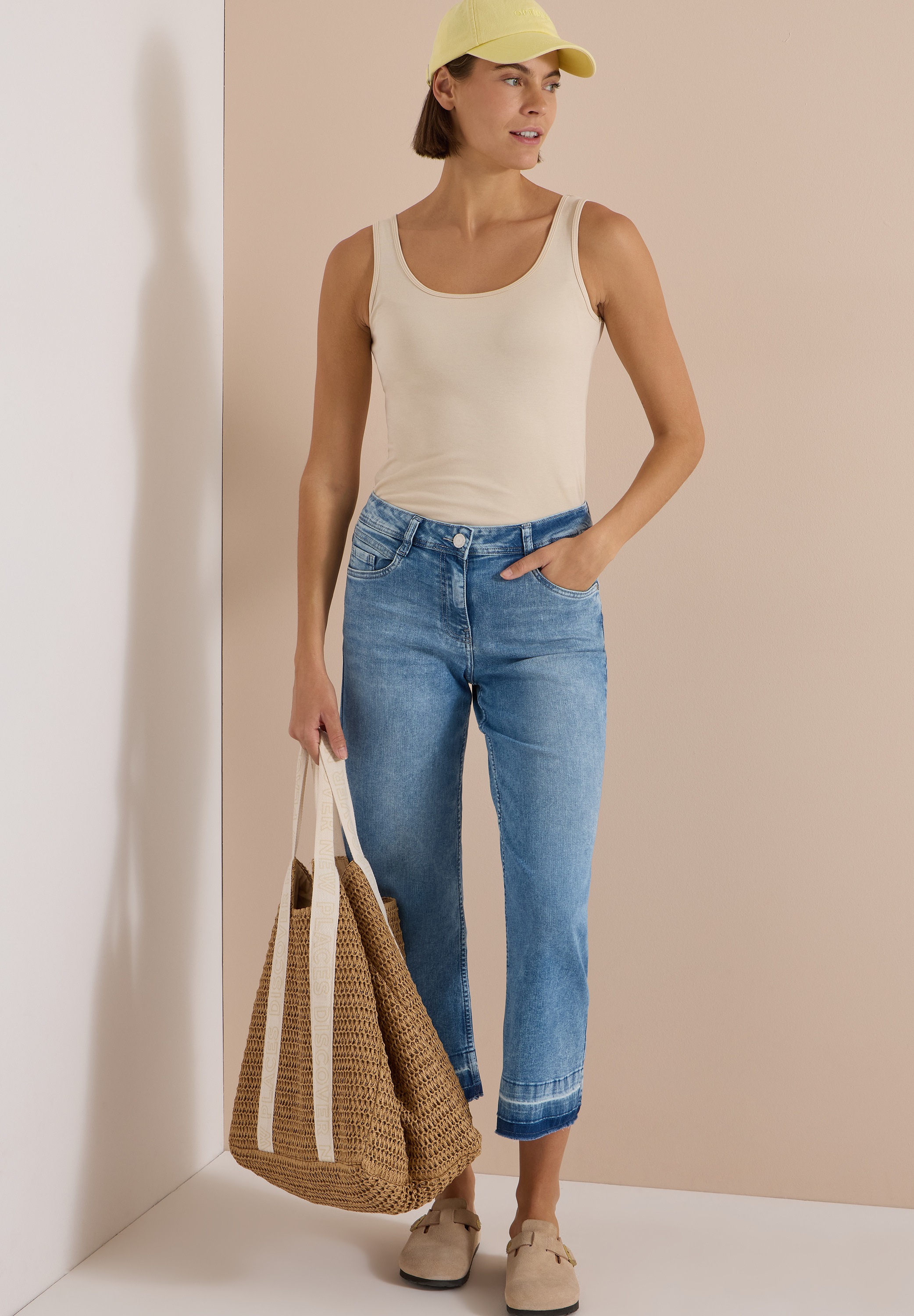 Cecil Straight-Jeans »Style Neele« Verkürzte Jeans mit fransigem Saum