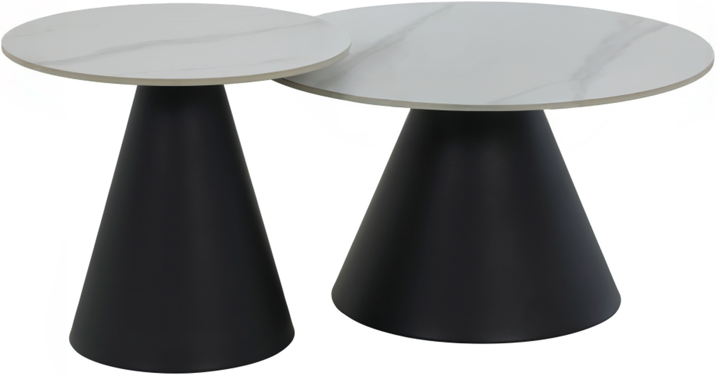 HELA Couchtisch »DUSTIN«, (Set, 2 St.), 2er Set Couchtisch; rund; Sintered Stone; Gestell kegelförmig