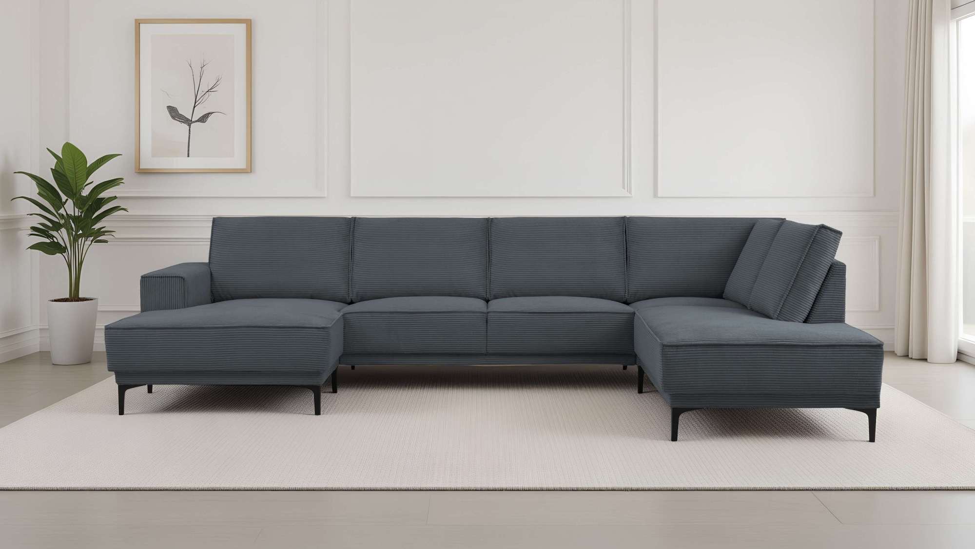 PLACES OF STYLE Wohnlandschaft »XXL Sofa Oland, Struktur, Flachgewebe, Luxu günstig online kaufen
