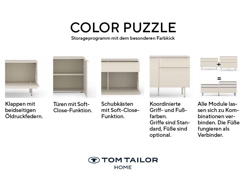 TOM TAILOR HOME Kommode Lowboard, Breite 110 cm,1 Klappe,2 Schubladen, viel Stauraum