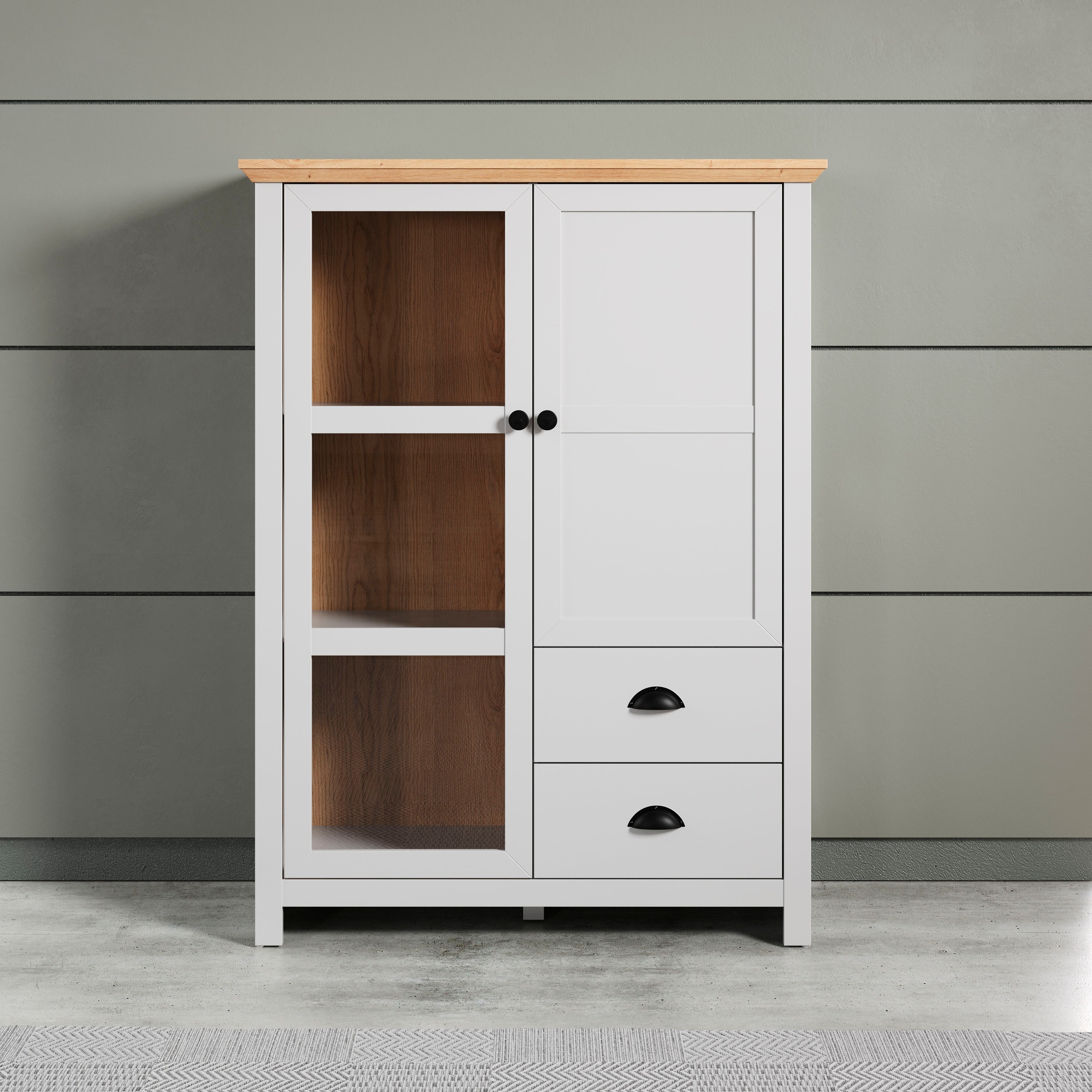 Home affaire Highboard »Herzwill«, Breite 97 cm, Höhe 130 cm, Stauraum, Türen und Korpus, mattes Grau