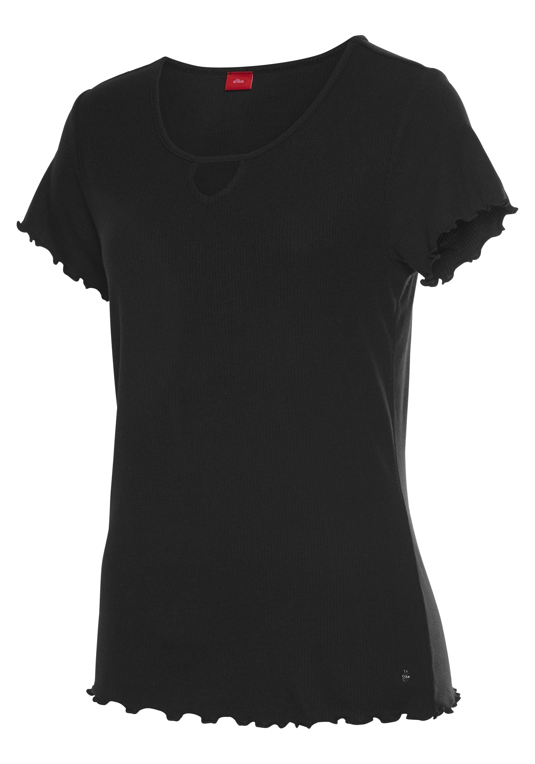 s.Oliver Pyjamaoberteil 1-teilig,  aus geripptem Stoff mit Kräuselsäumen